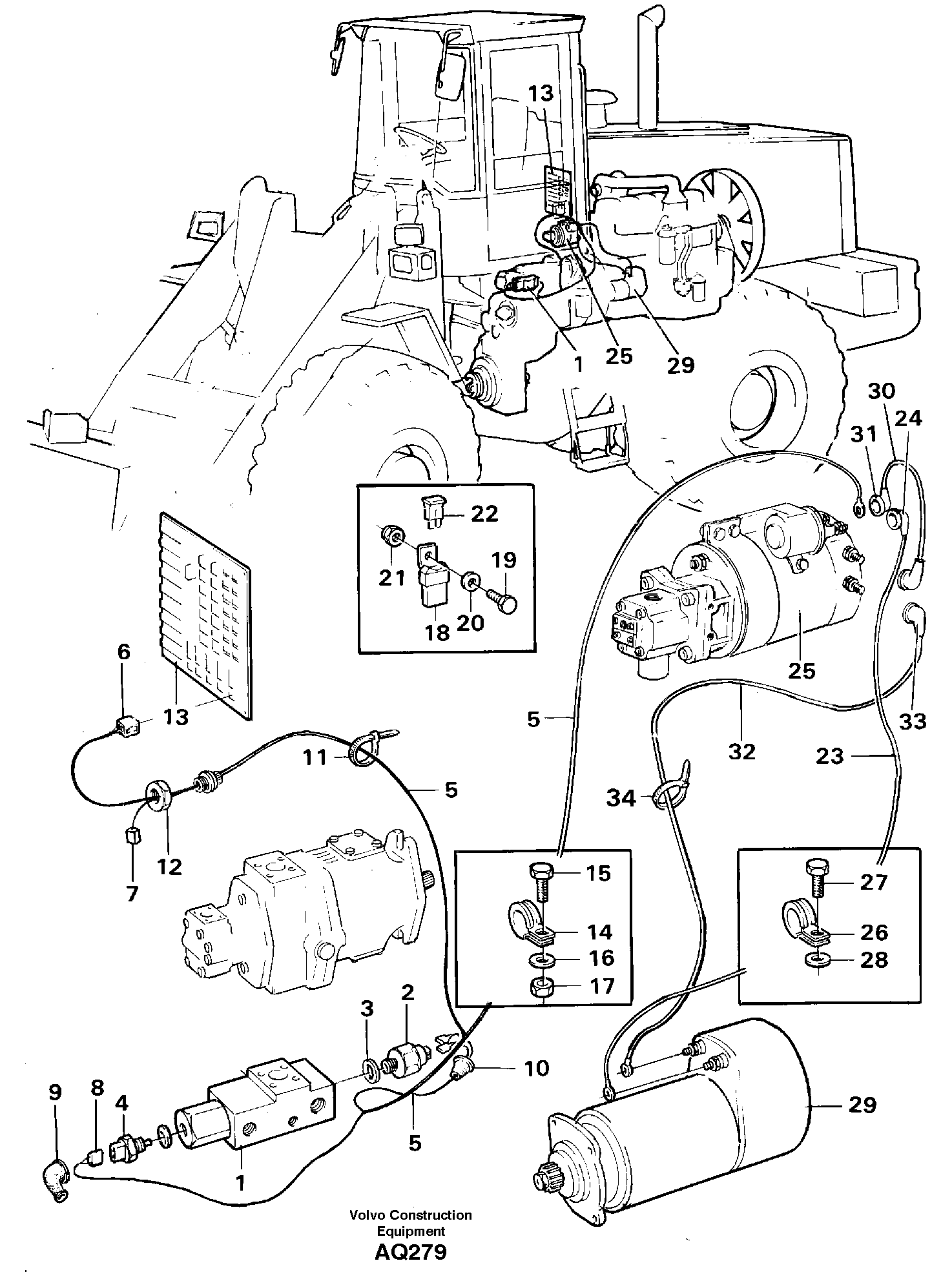 Cable harness secondary steering system  91919 SER NO - 11624, 93633 SER NO 11625 - — volvo parts diagram