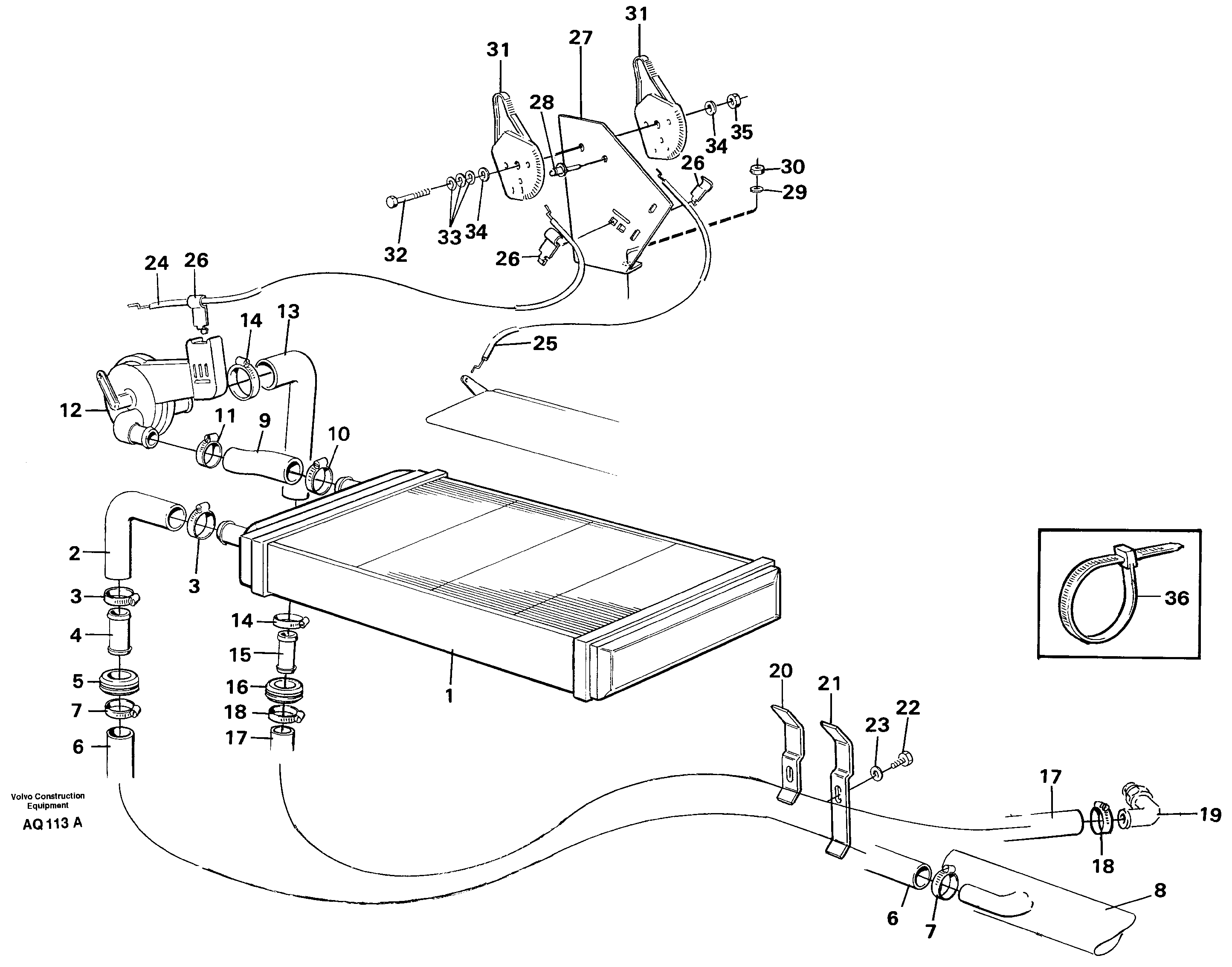 Radiator and control — volvo parts diagram