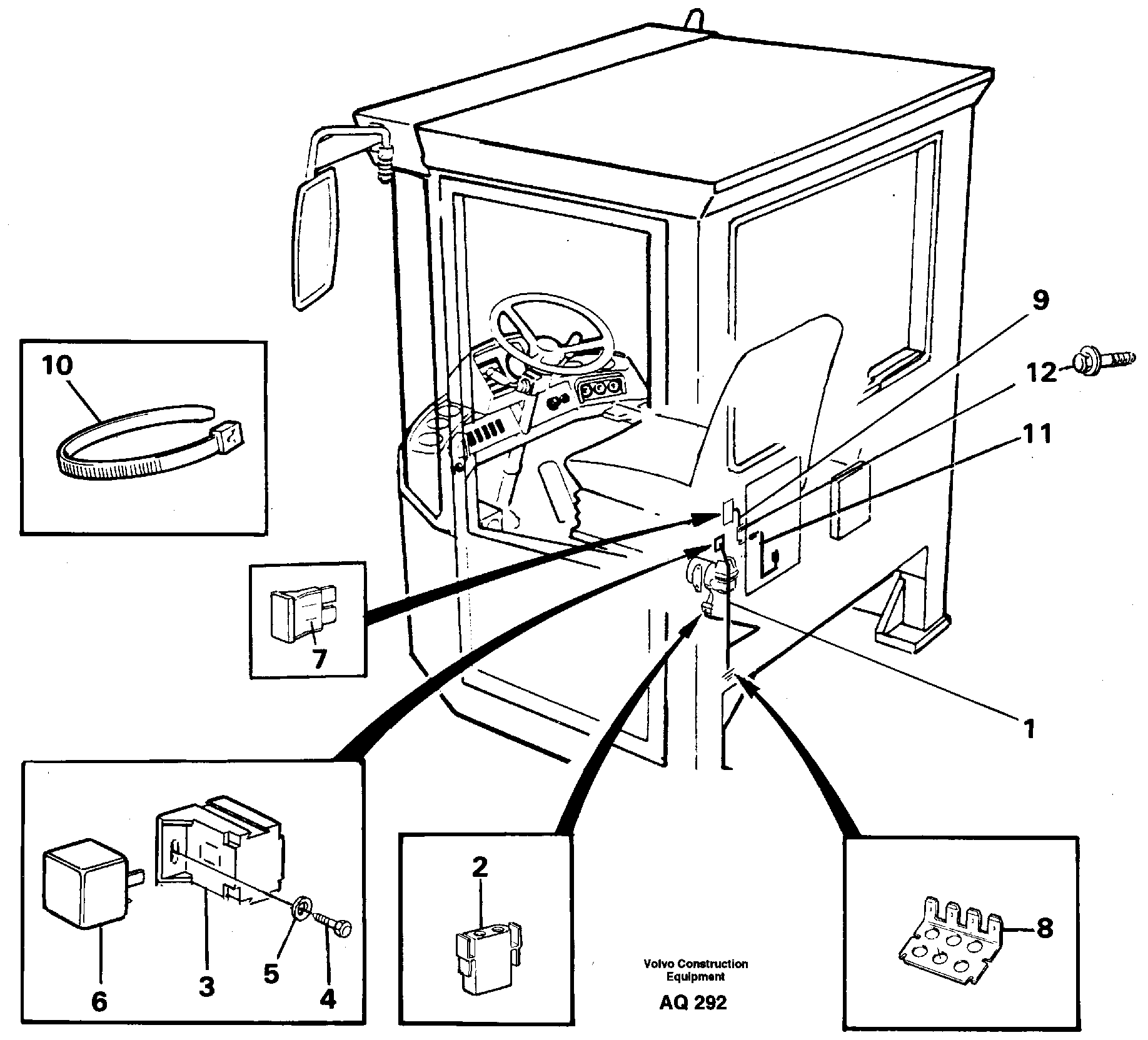 Cable harness, air-suspensioned seat.  92380,   92382,   92404,94907,94911 — volvo parts diagram
