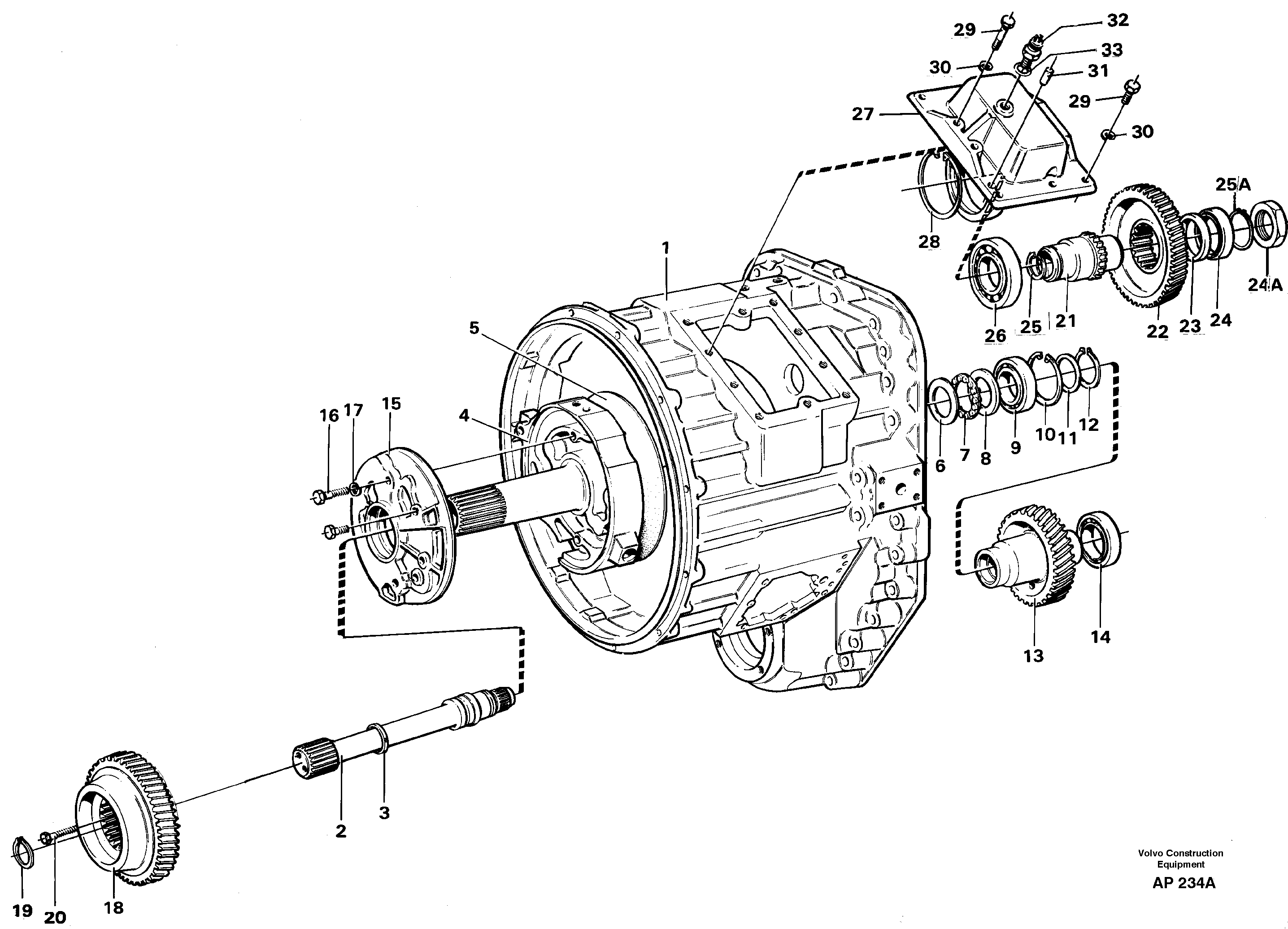 Converter housing, gears and shafts — volvo parts diagram