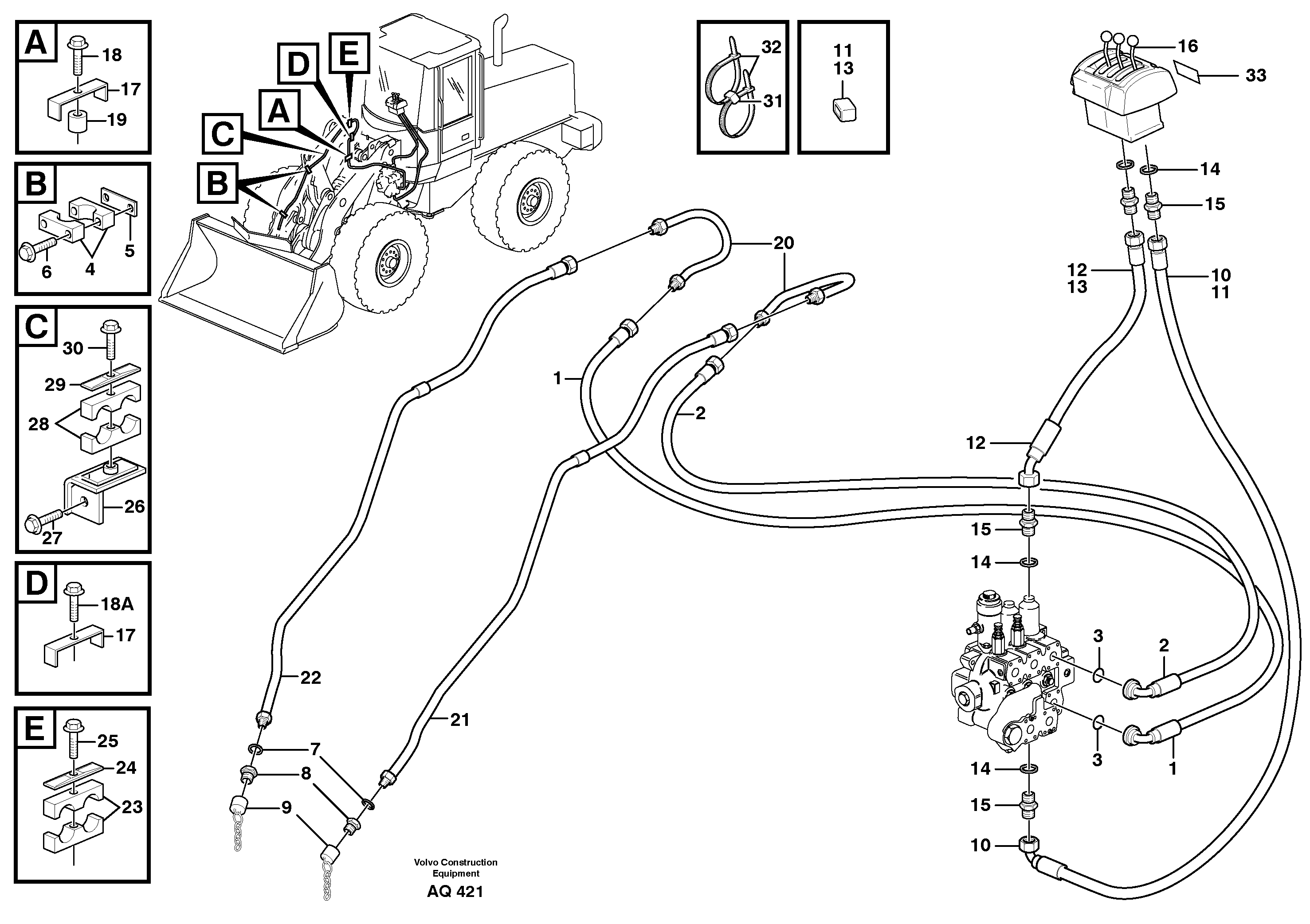Extra hydraulic equipment3rd hydraulic control.  93543 Replaces 92971, 93545 Replaces 93462 Long boom — volvo parts diagram