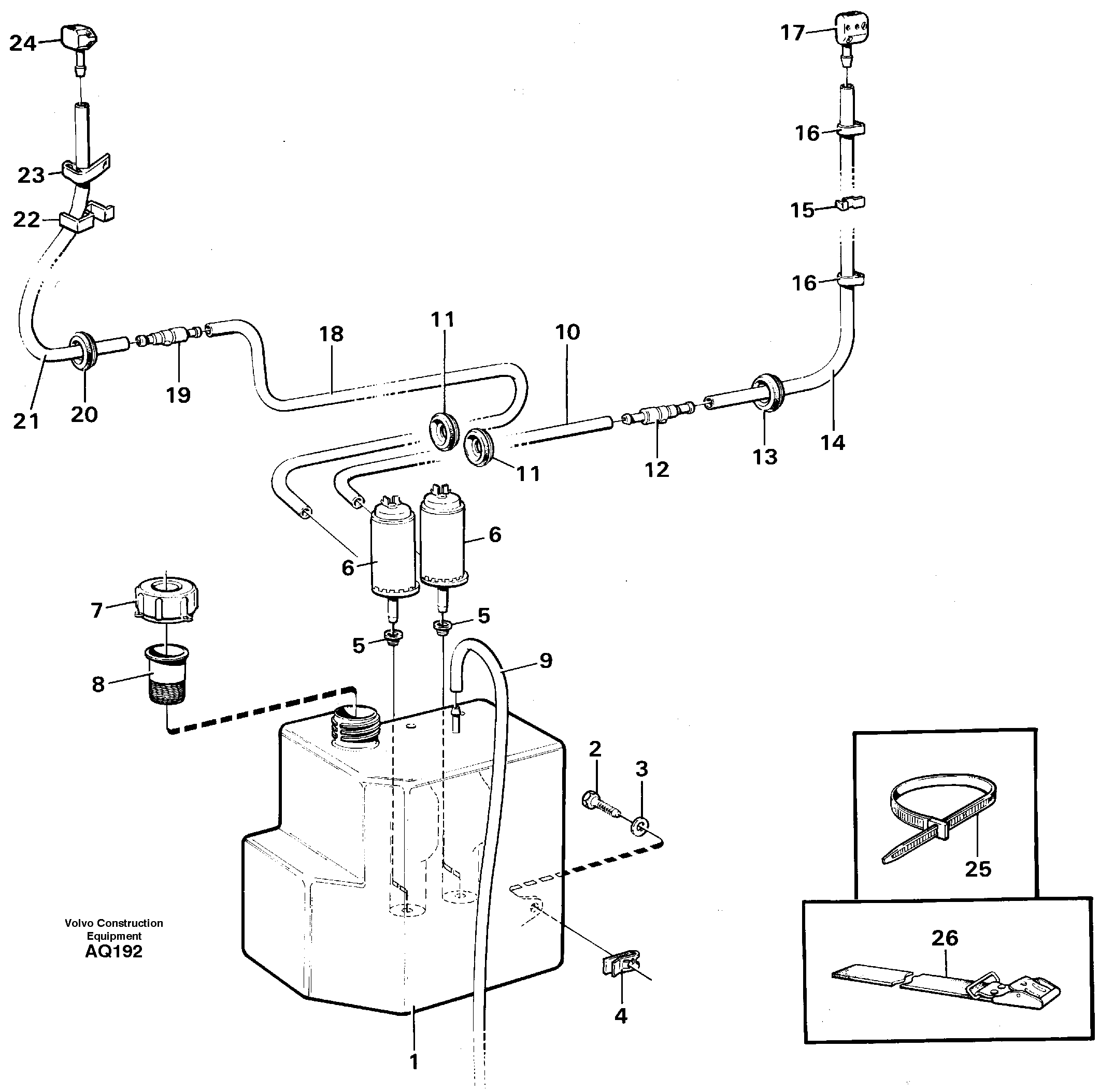 Windscreen washer.  STD,   91858, 93505 — volvo parts diagram