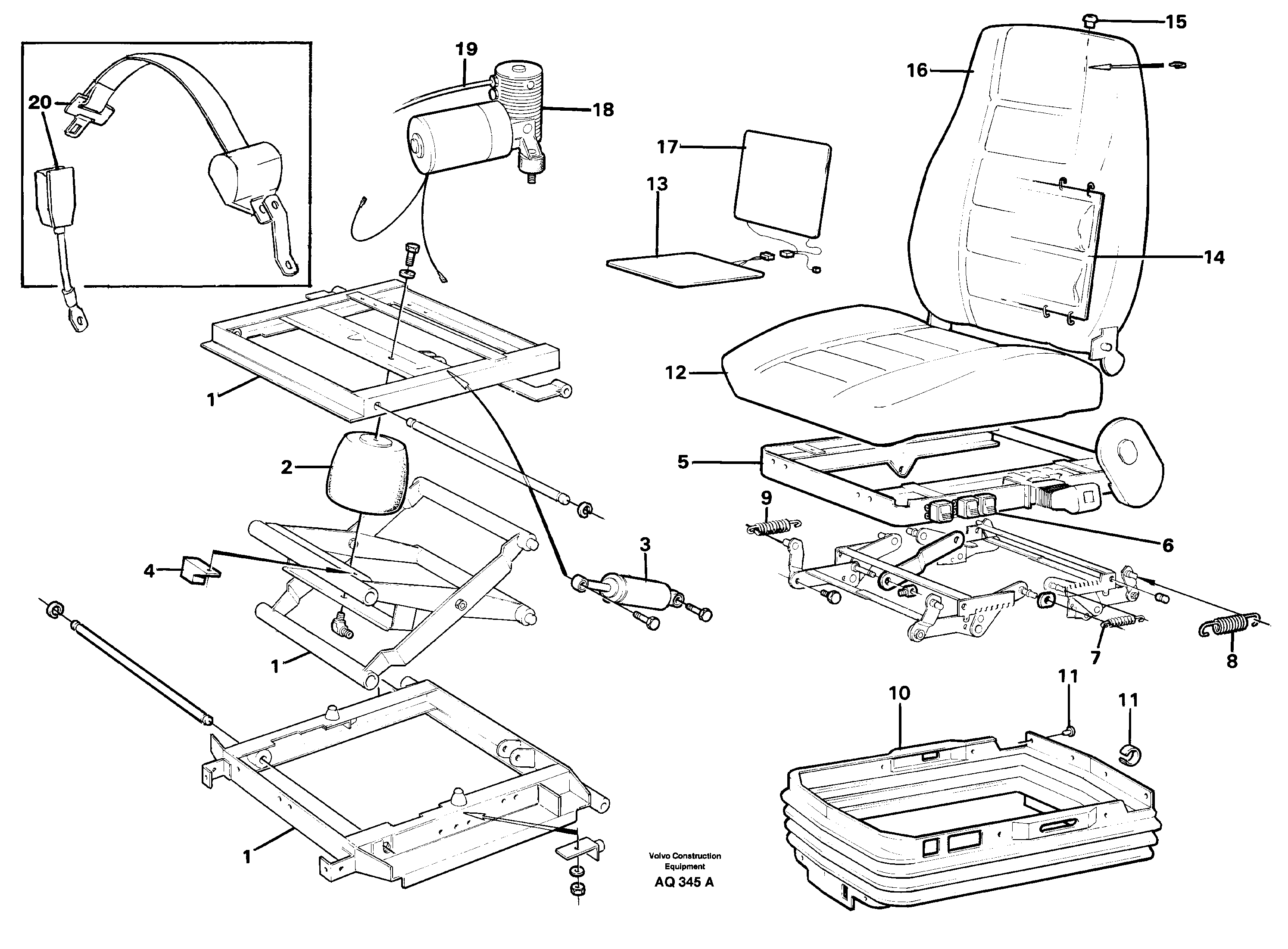 Driver's seat.  92404 94907 — volvo parts diagram