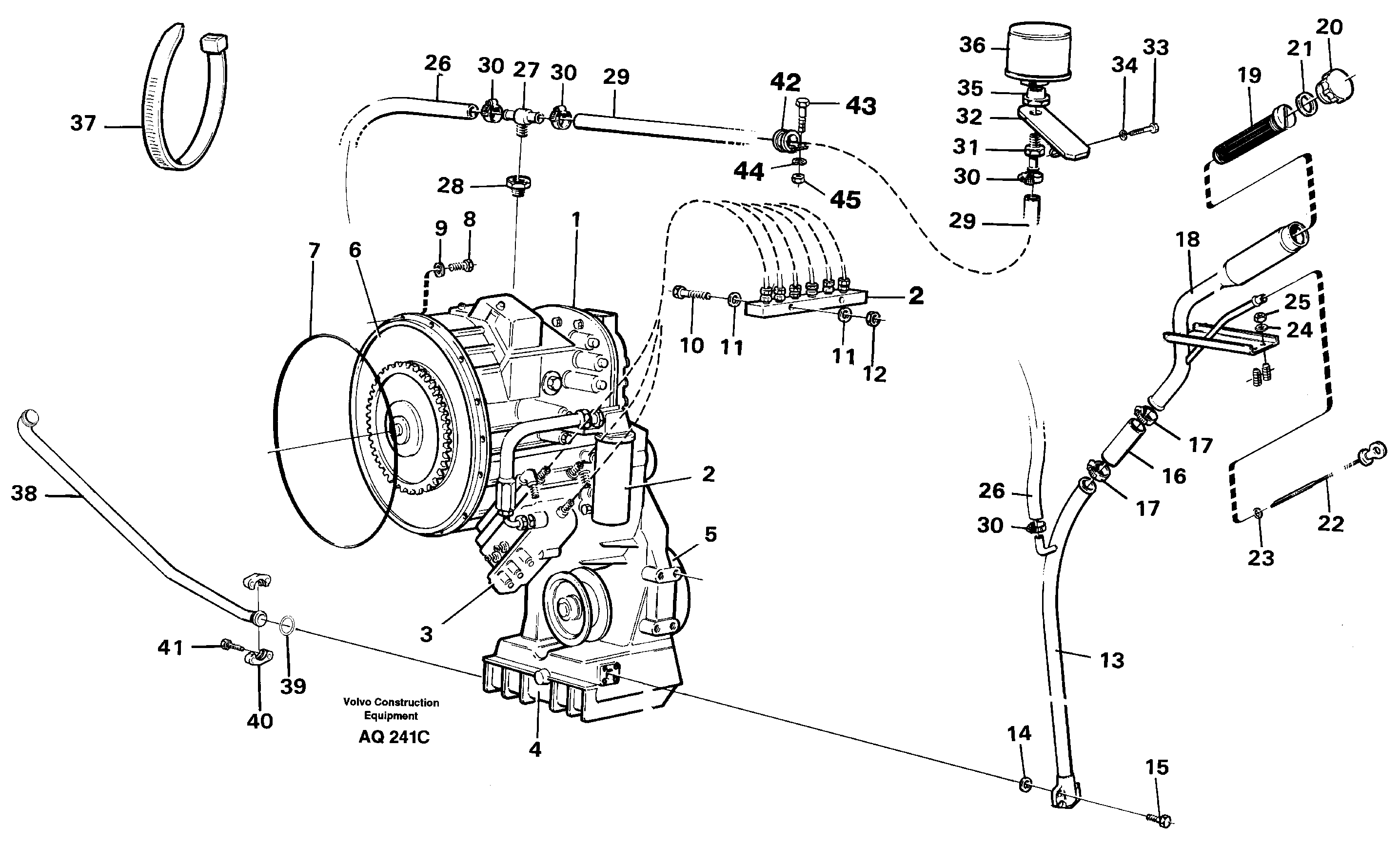 Hydraulic transmission with fitting parts — volvo parts diagram