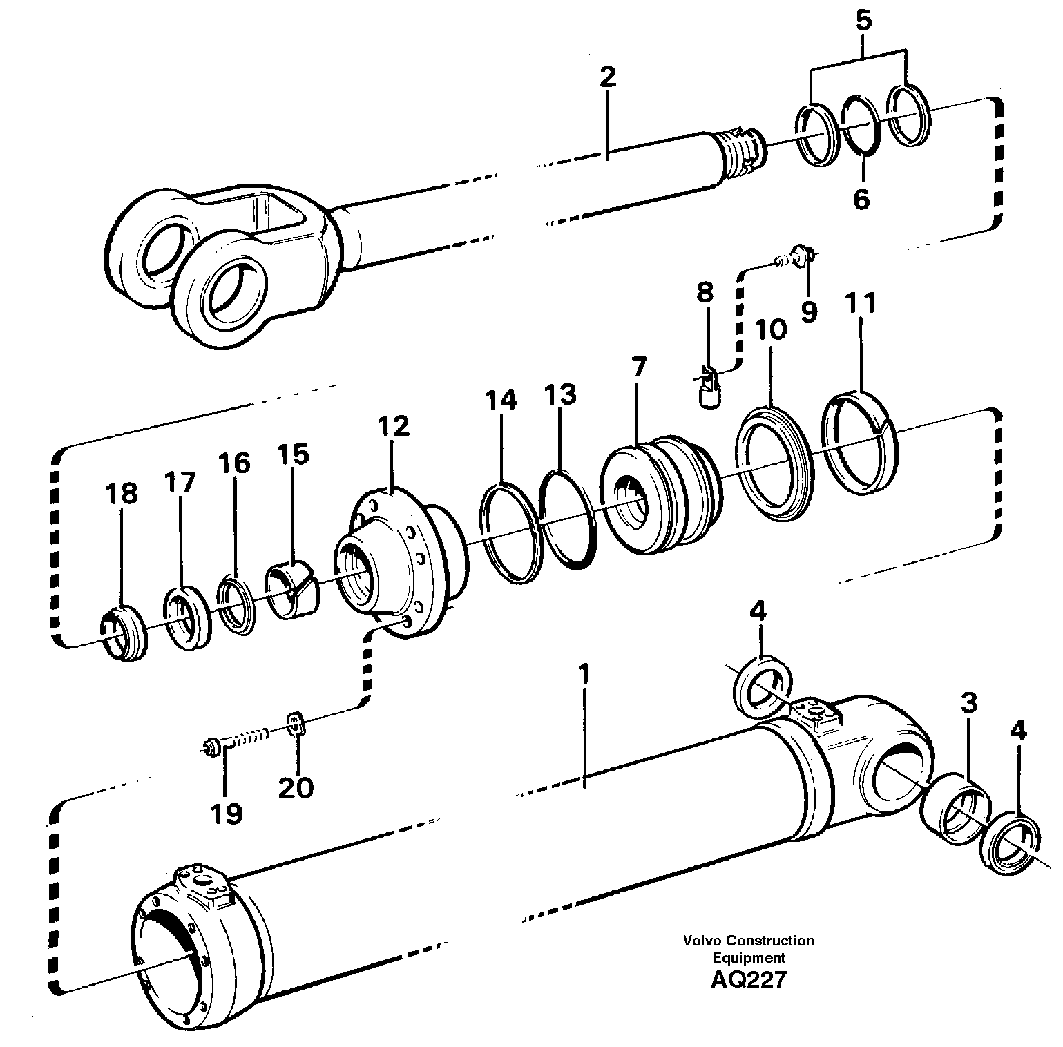 Hydraulic cylinder Lifting  STD, 93432, 80158 — volvo parts diagram