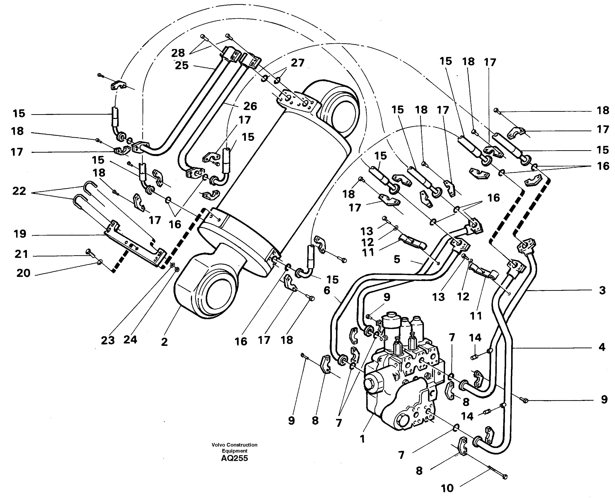 Hydraulic system Tilt function  S/N - 12882, S/N - 62330 USA, S/N - 70246 BRAZIL — volvo parts diagram