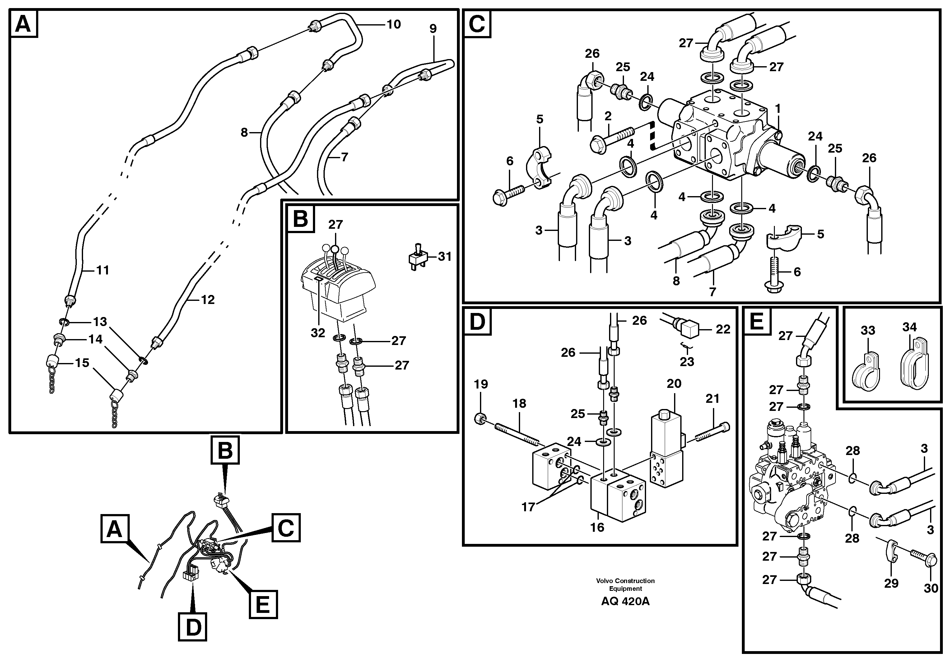 Extra hydraulic equipment4th function  93544 Replaces 94590, 93546 — volvo parts diagram
