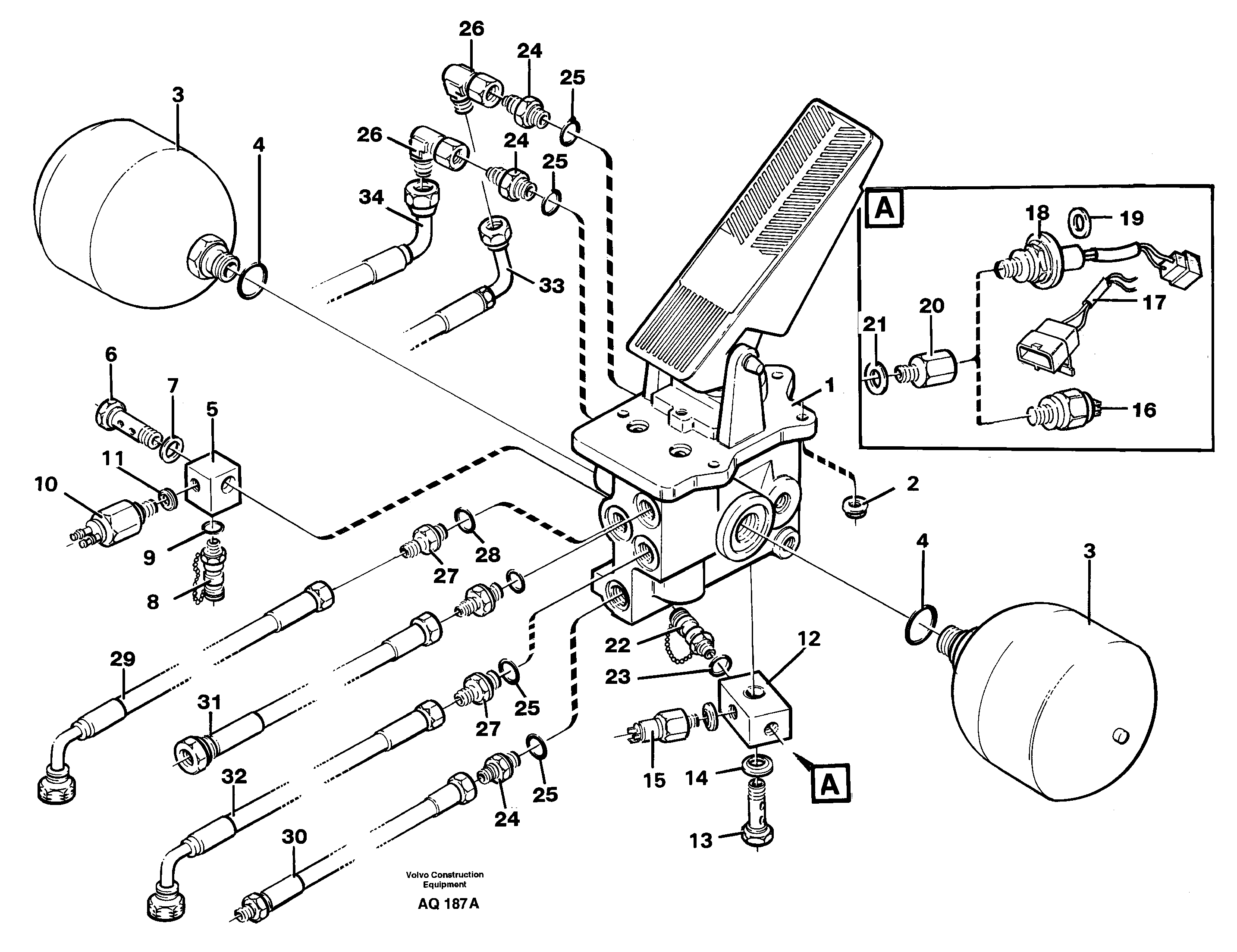 Foot brake valve with clutches — volvo parts diagram