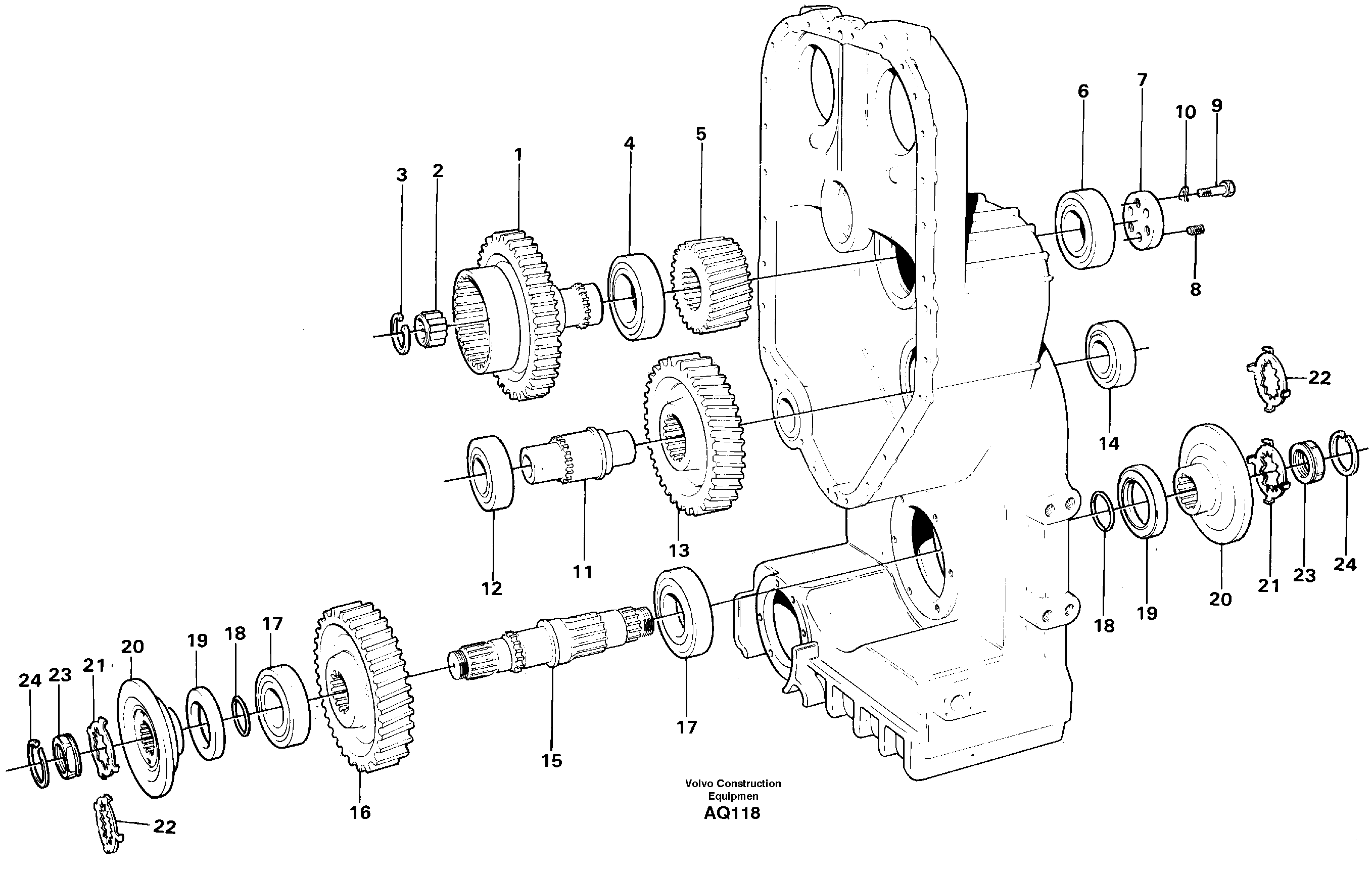 Transfer case, gears and shafts — volvo parts diagram