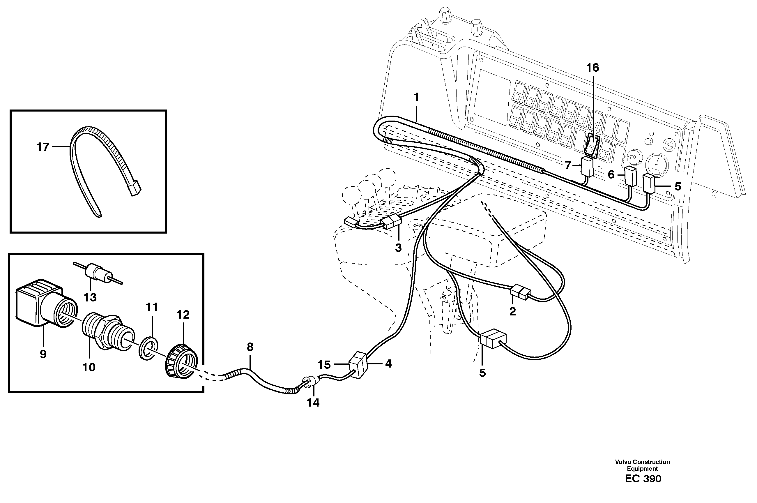 Cable harness, 4th function. lock valve.  80215 — volvo parts diagram
