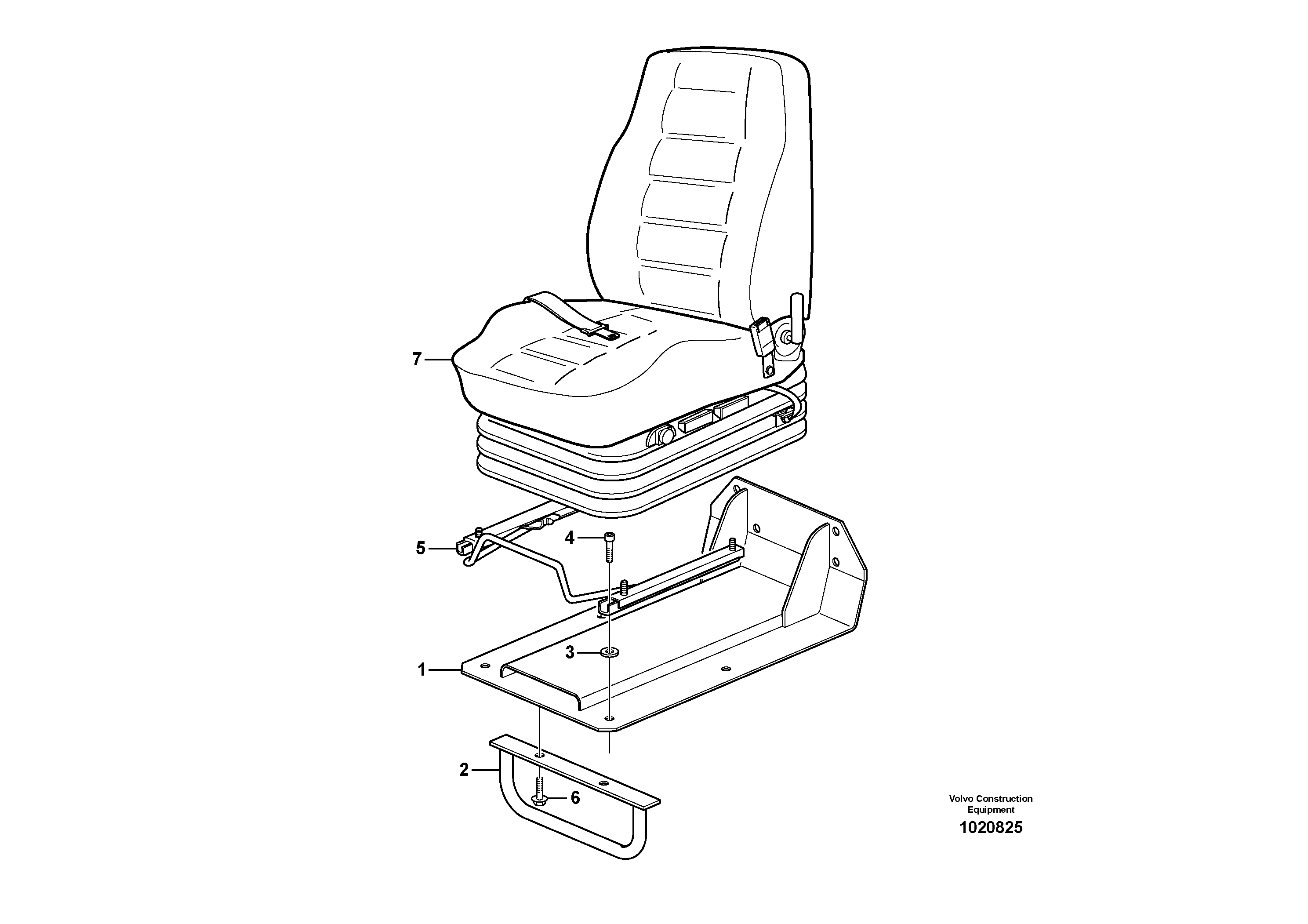 Operator seat with fitting parts  83070 — volvo parts diagram