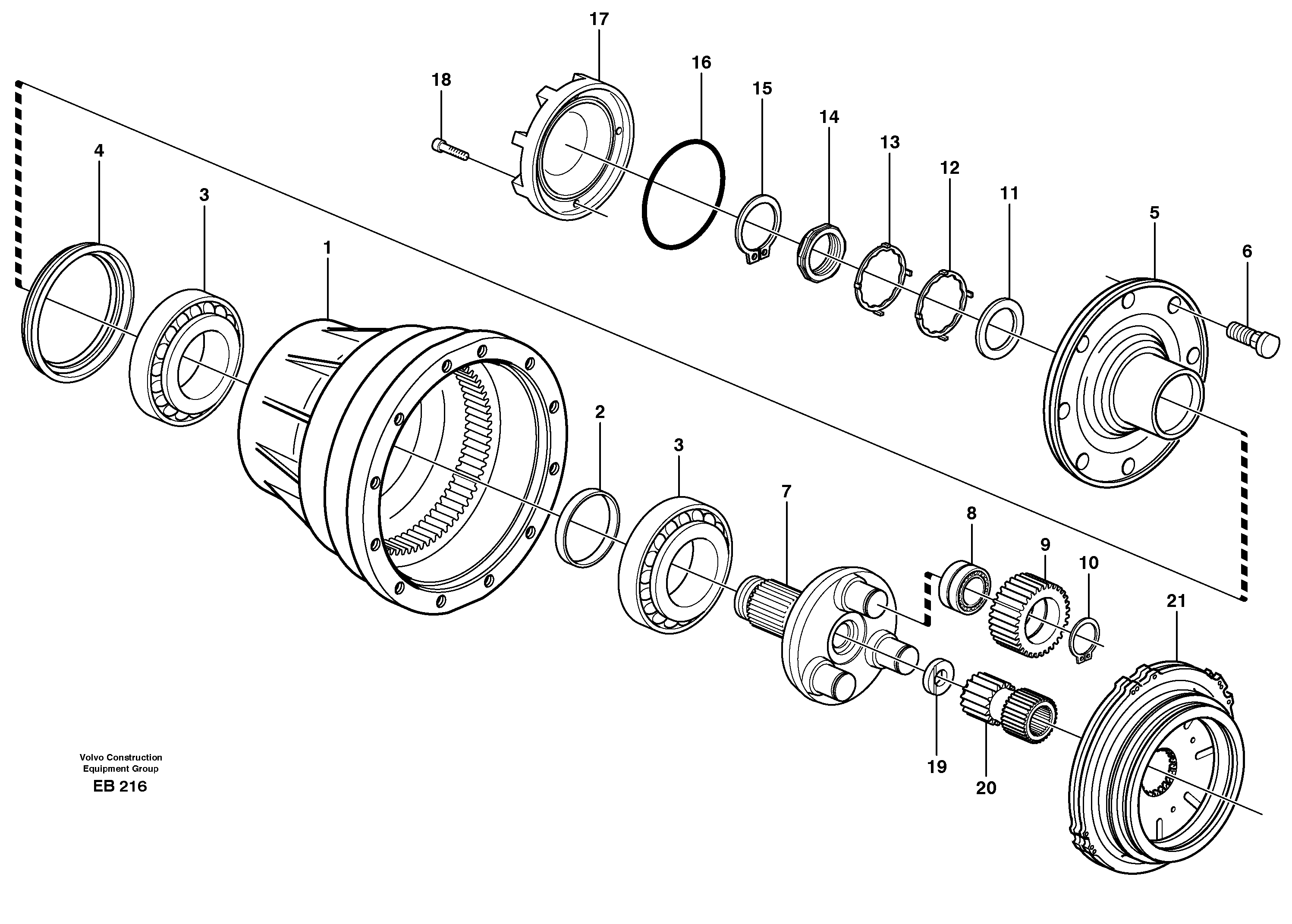 Planetary axle, Front  AWB 10 STD, 80378 — volvo parts diagram