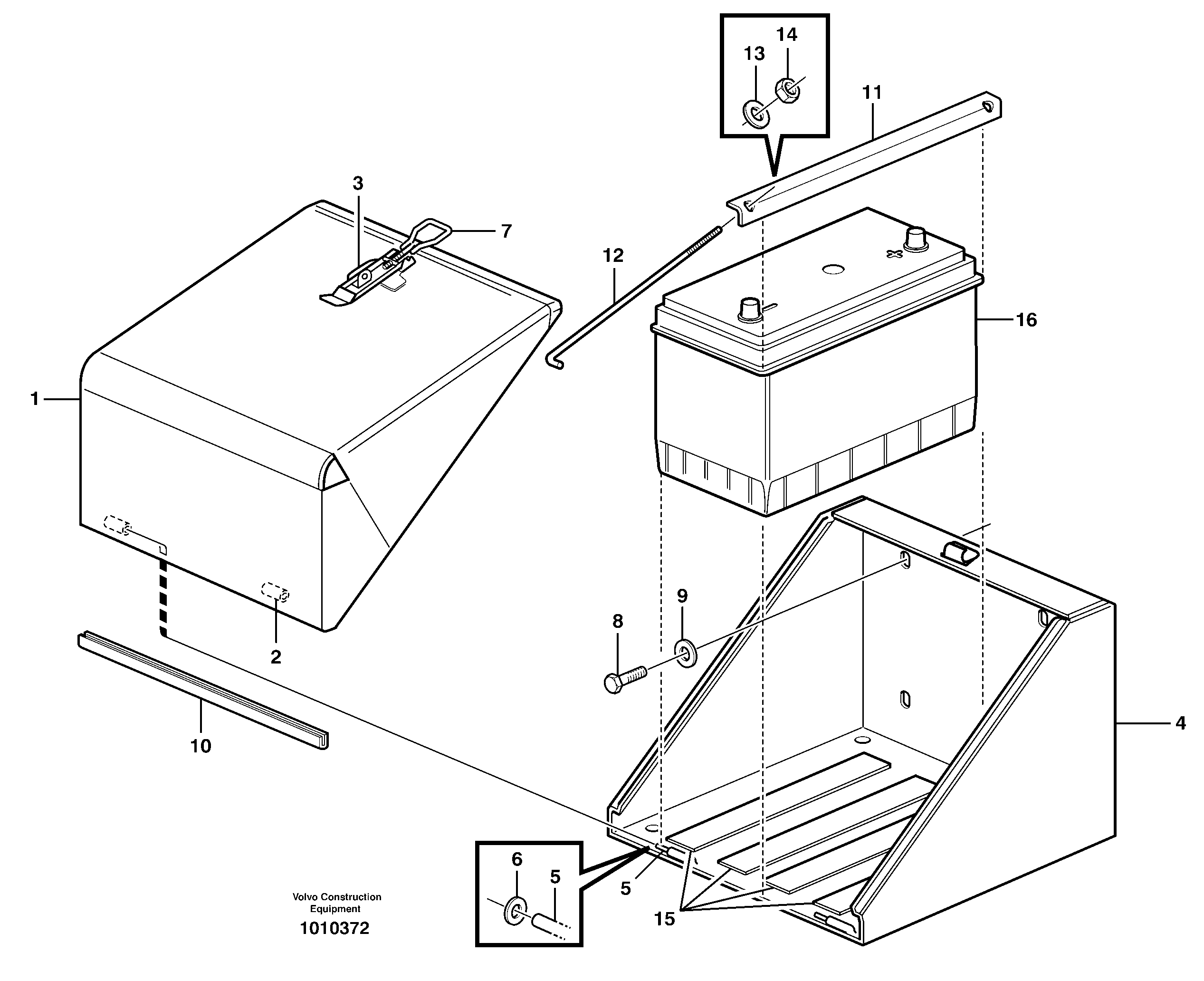 Battery box, assembly — volvo parts diagram