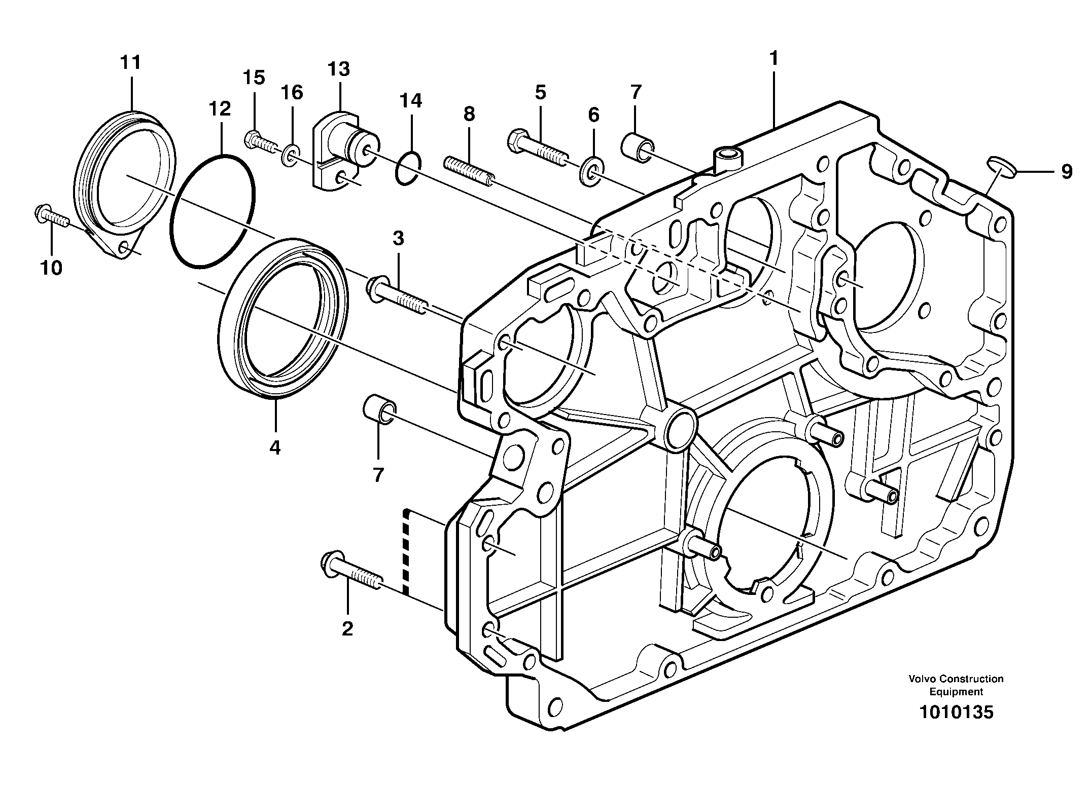 Timing gear casing and covers — volvo parts diagram