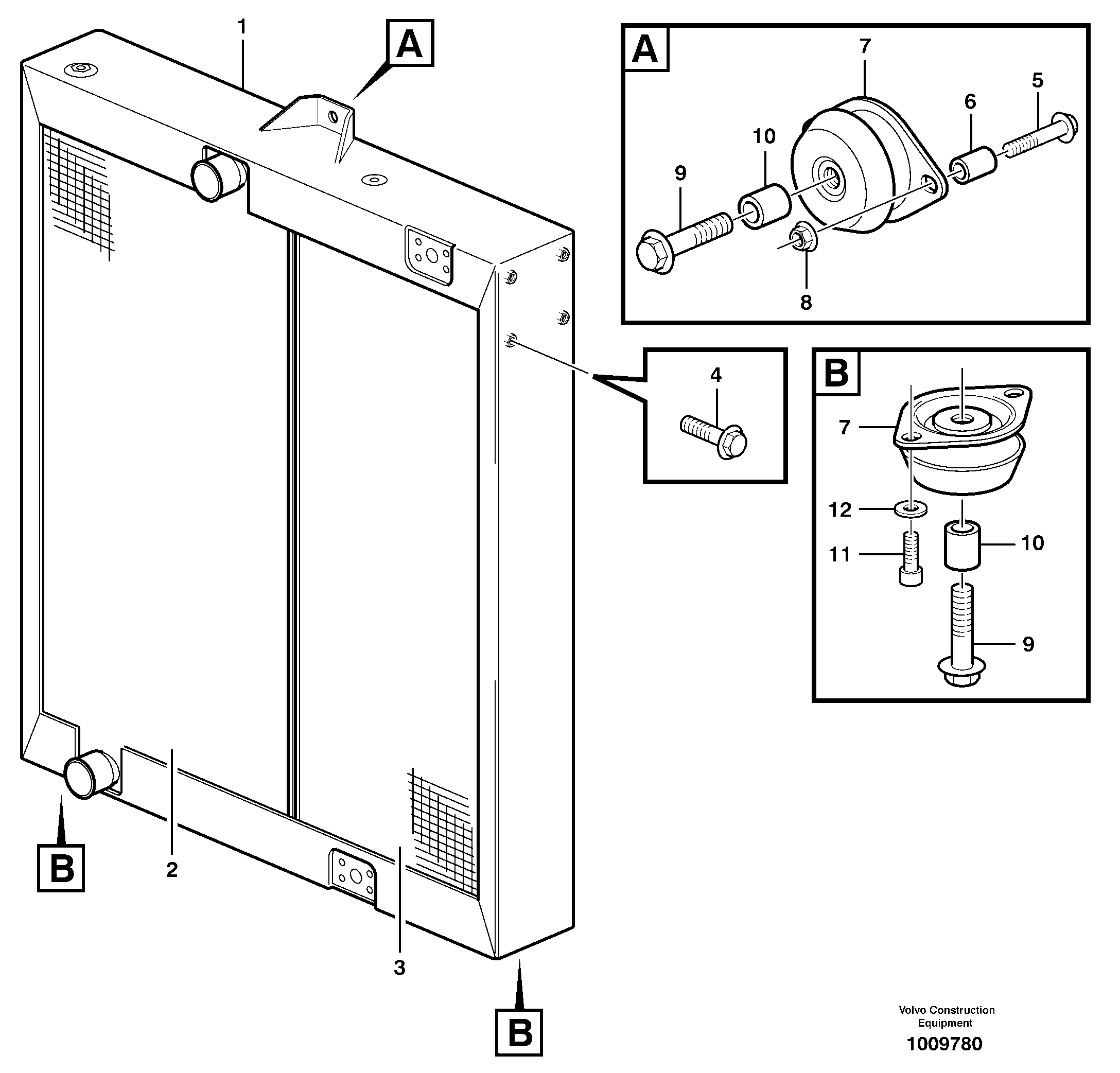 Radiator with fitting parts — volvo parts diagram