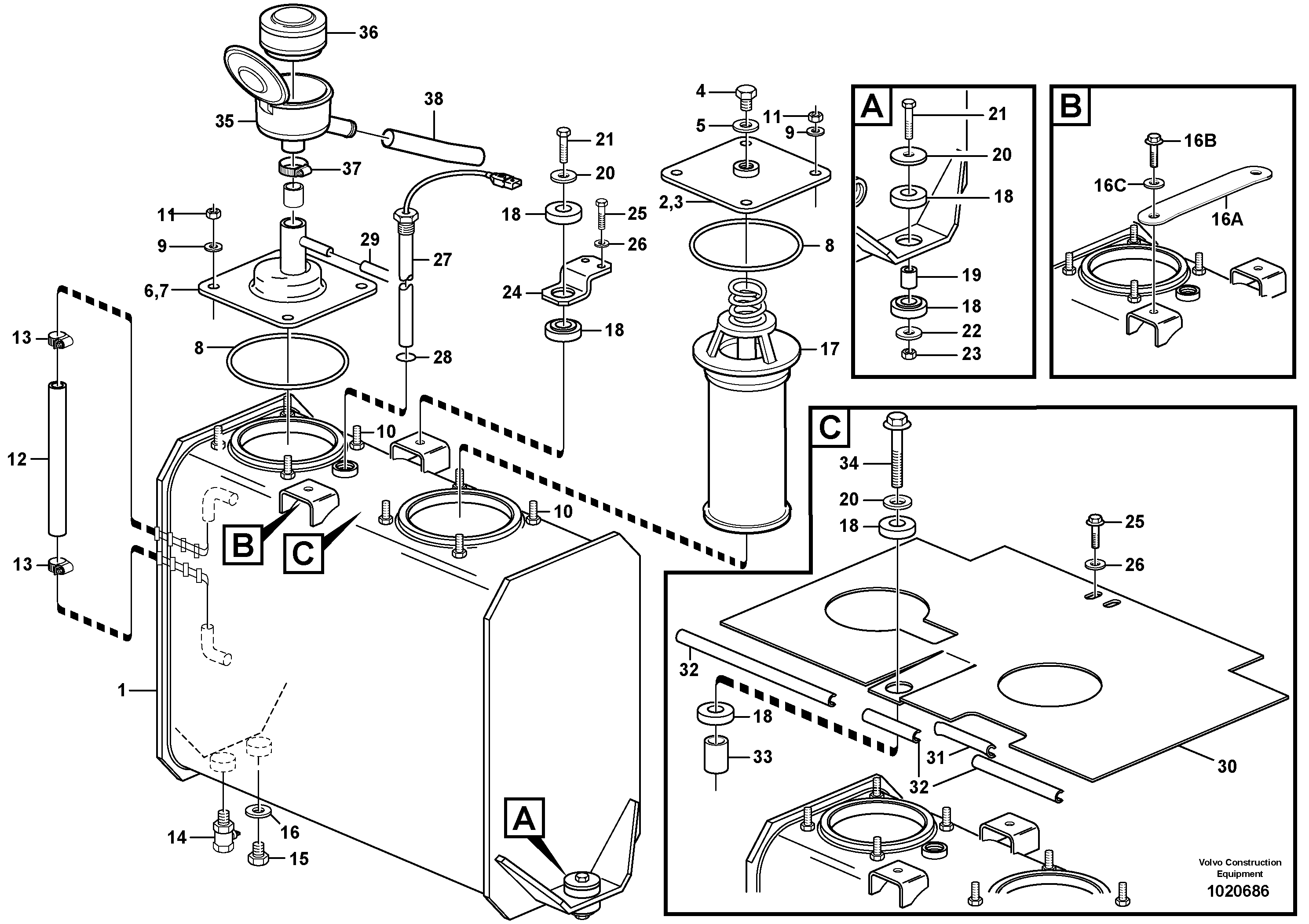 Hydraulic oil tank — volvo parts diagram