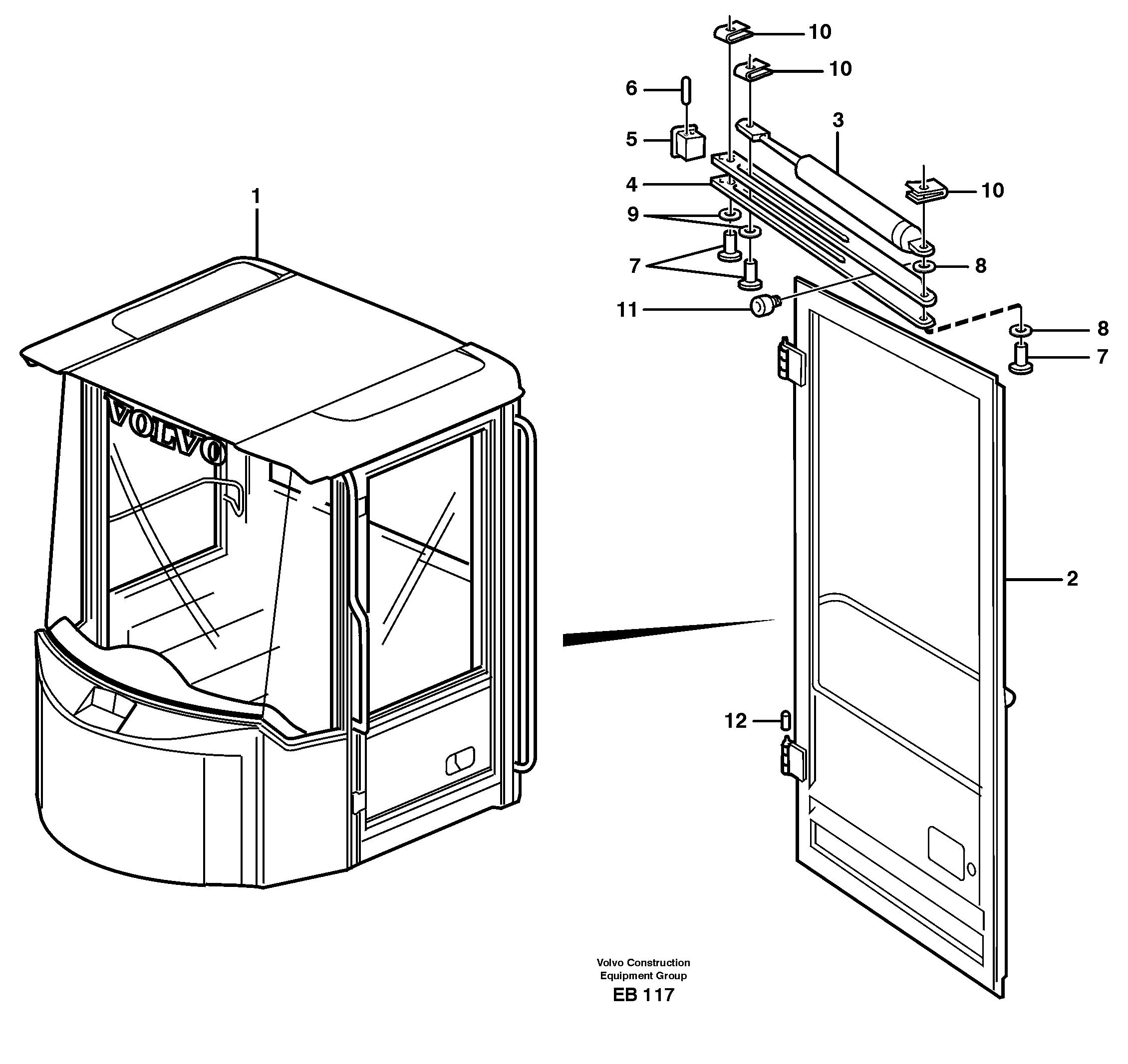 Door with fitting parts — volvo parts diagram