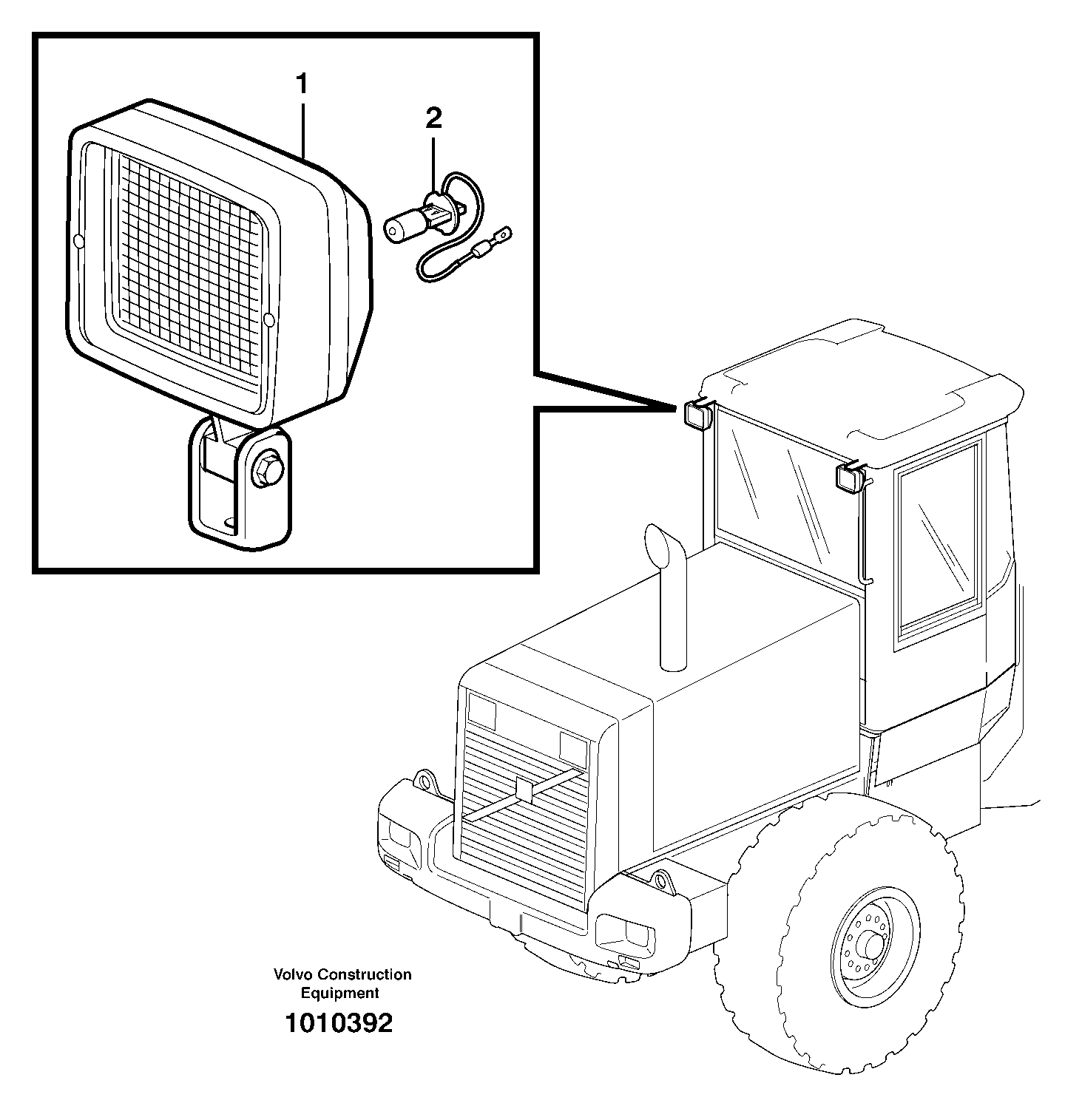 Work lights, rear  80943 — volvo parts diagram