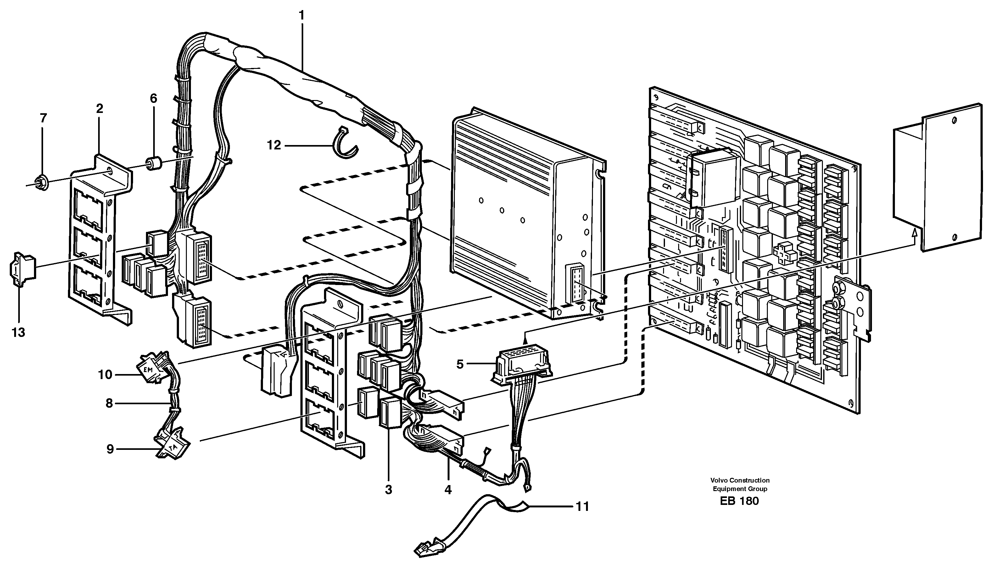 Electrical distribution unit and cable harness — volvo parts diagram