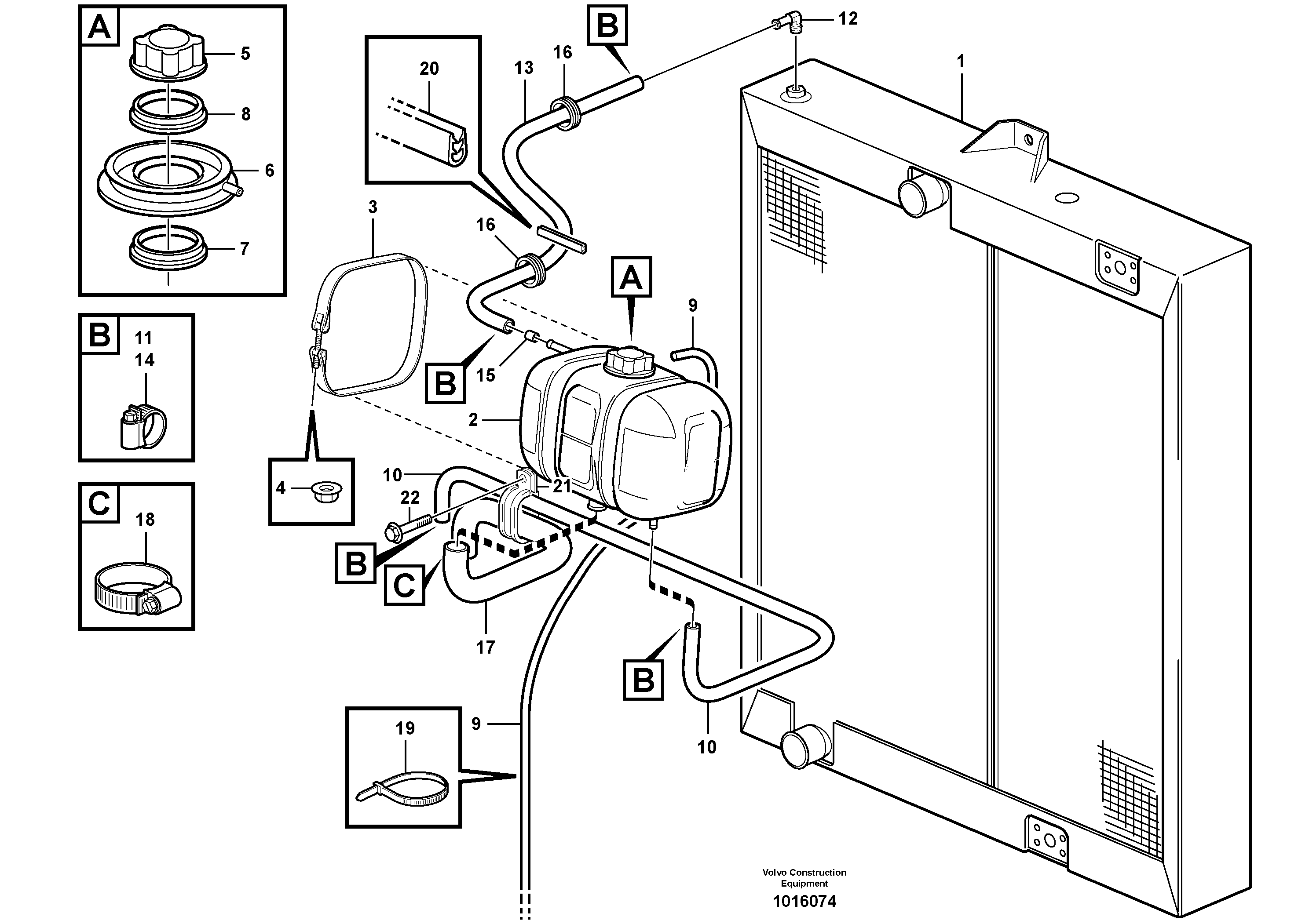 Expansion tank with fitting parts — volvo parts diagram