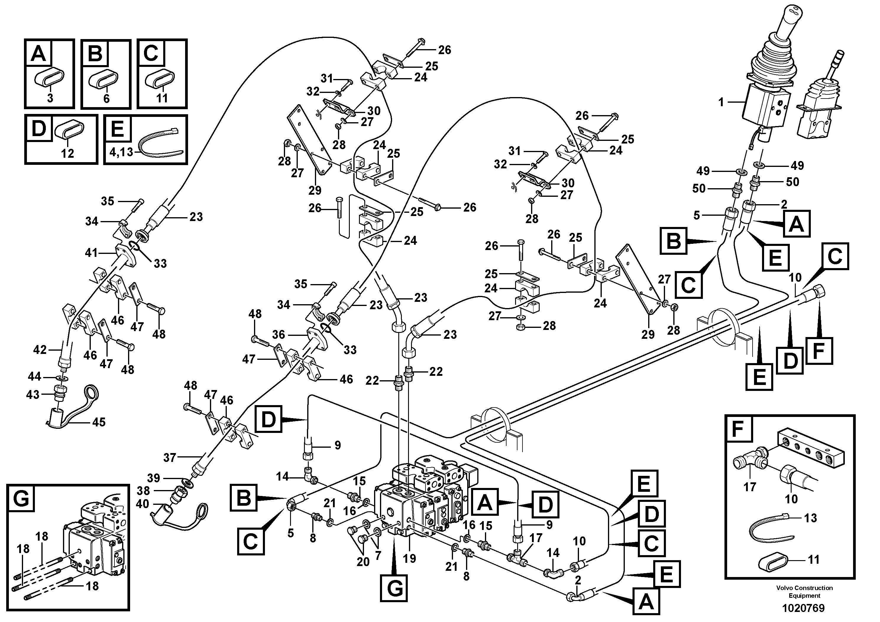 Hydraulic system, 3rd function, pressure draining  80213, 80358 — volvo parts diagram