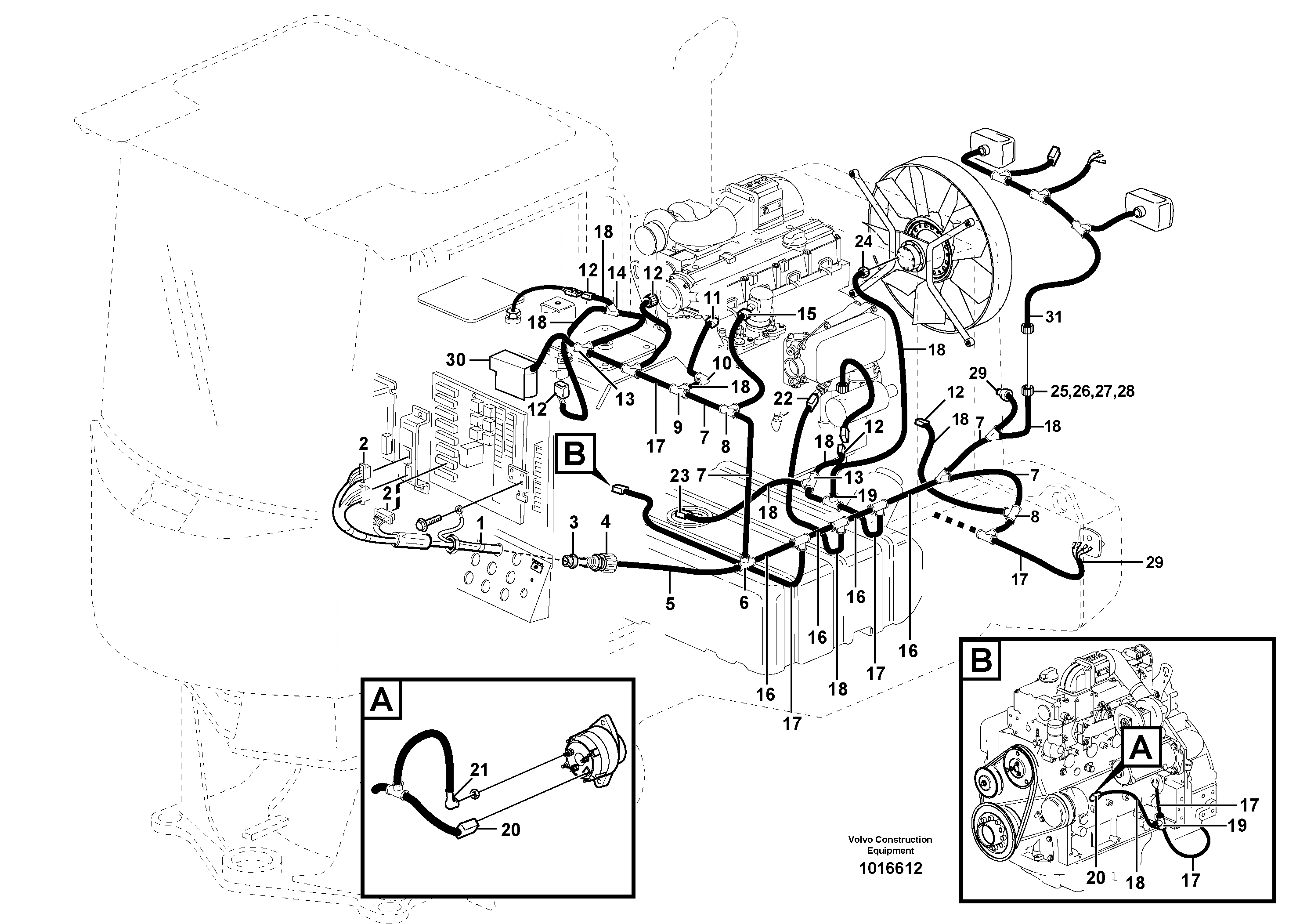 Cable harnesses, rear — volvo parts diagram