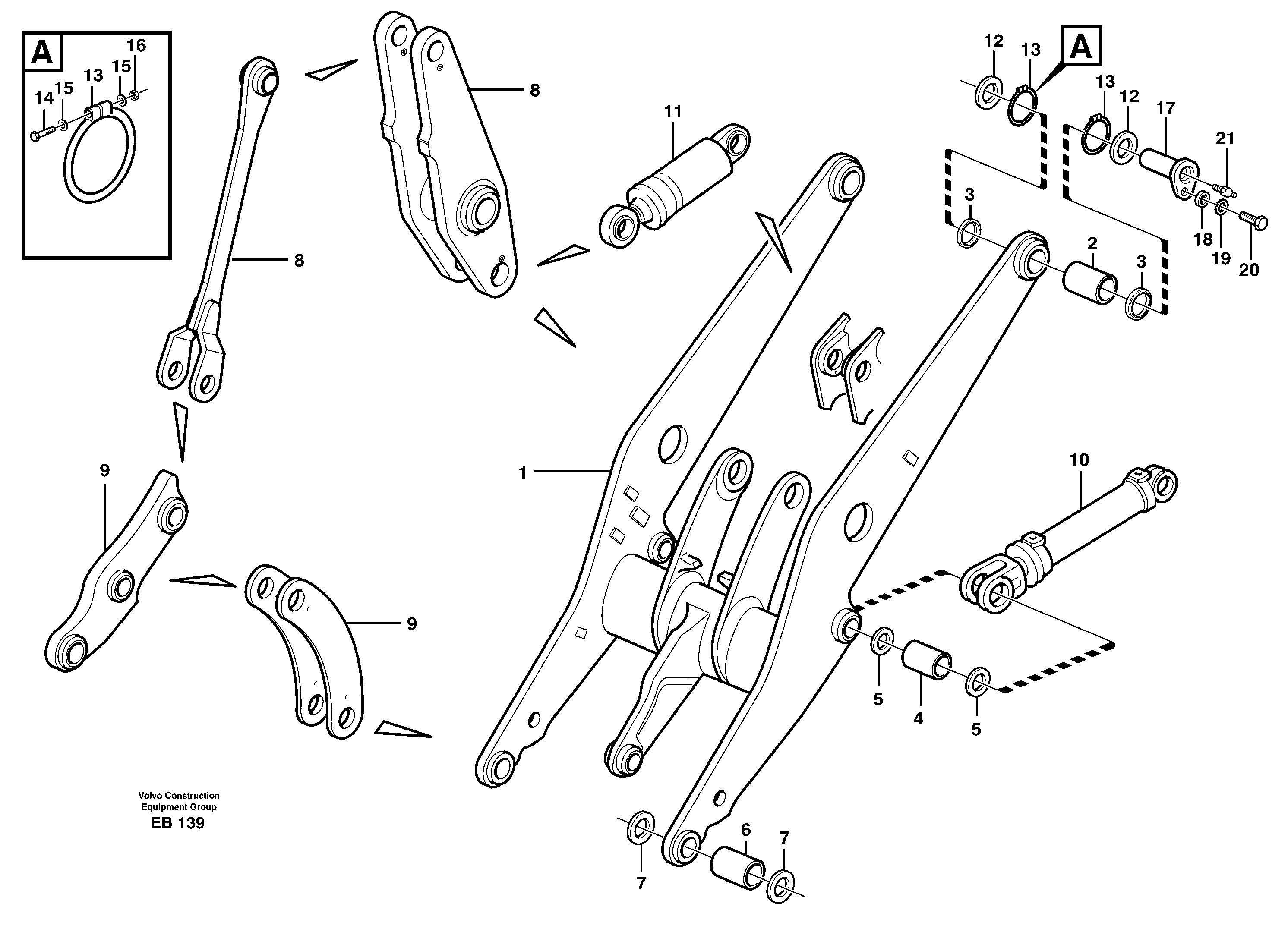 Lifting framework with assembly parts — volvo parts diagram