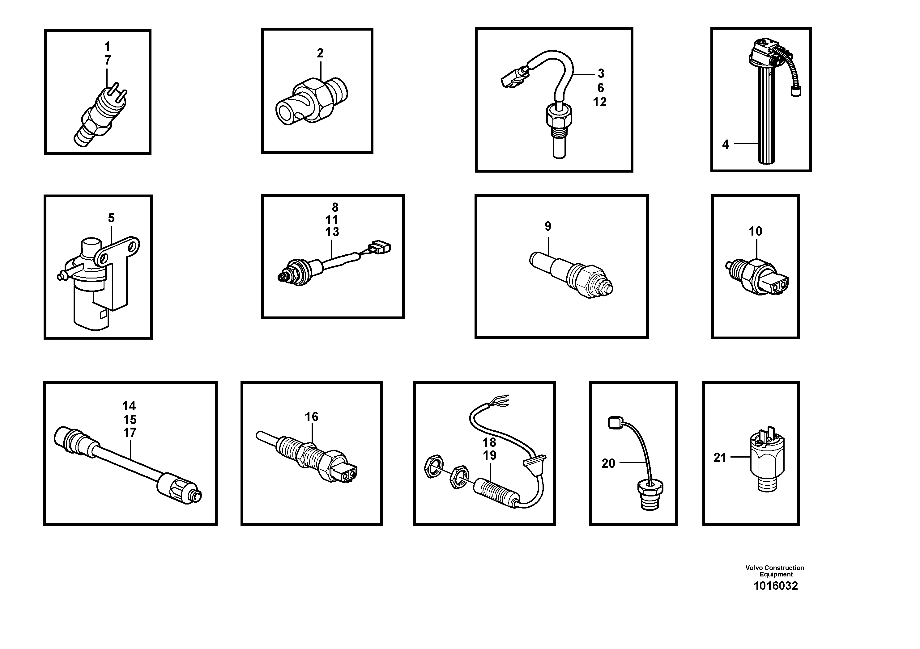 Sensors, reference list — volvo parts diagram