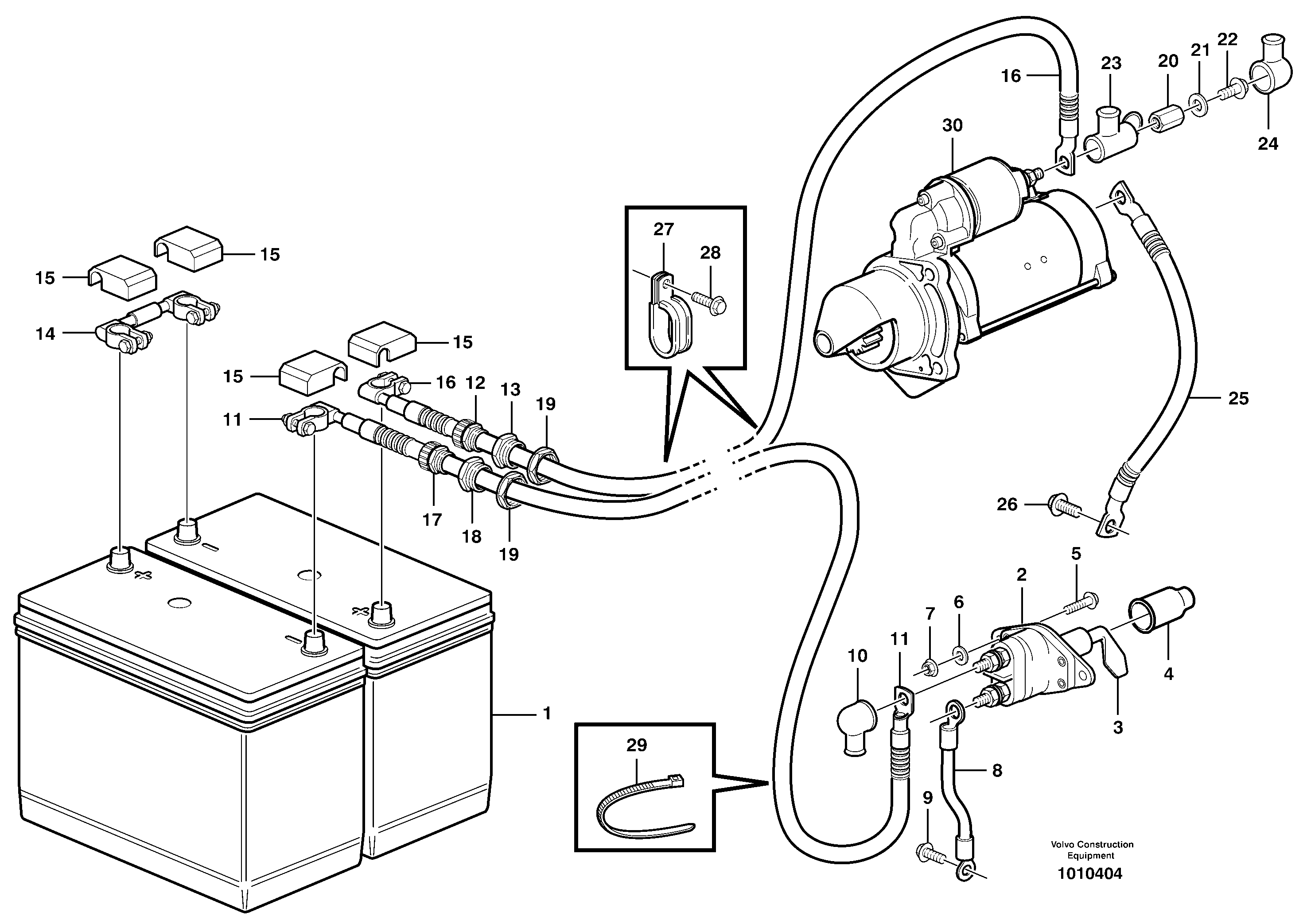 Battery cable and main switch — volvo parts diagram