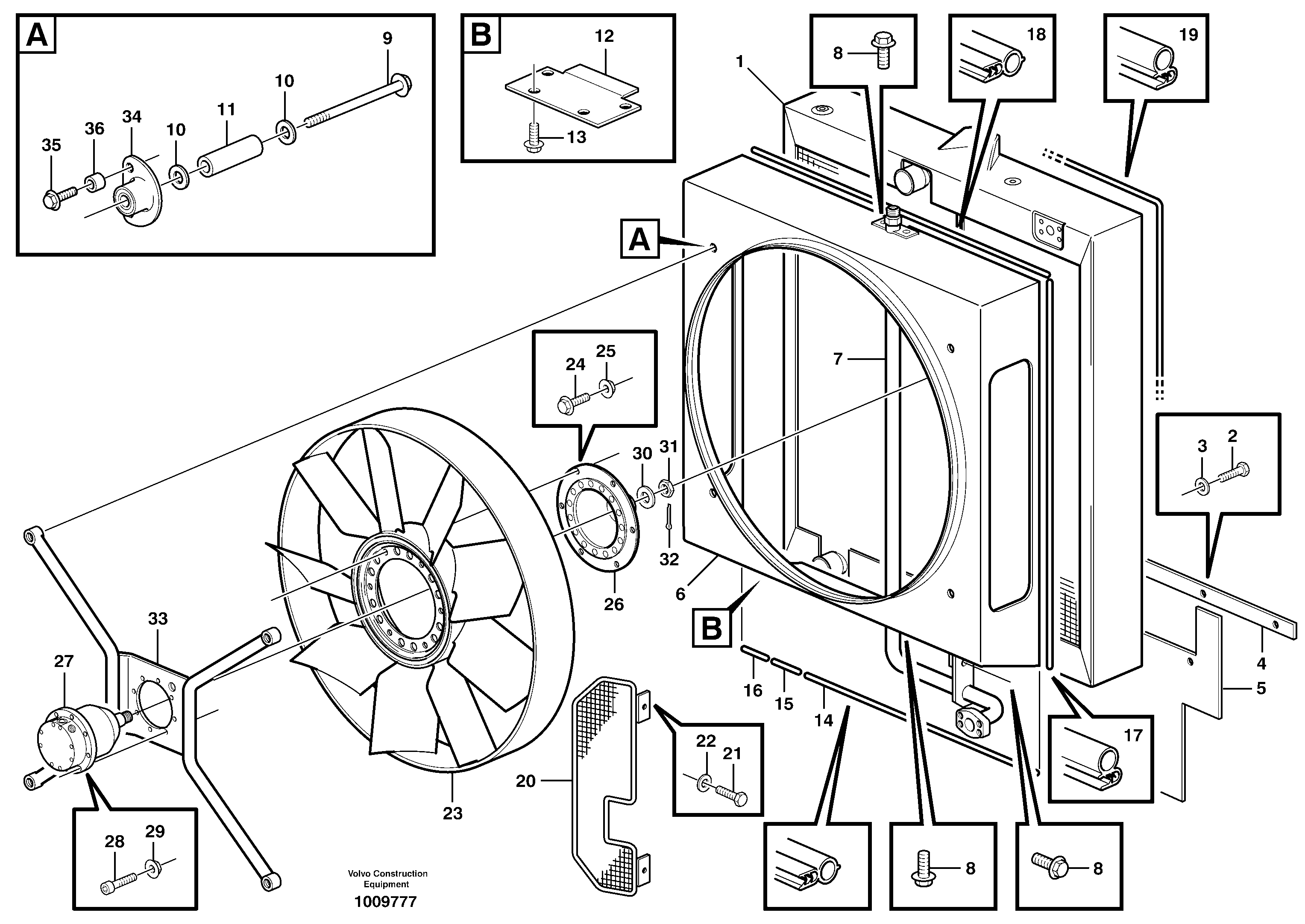 Fan and fan shroud — volvo parts diagram