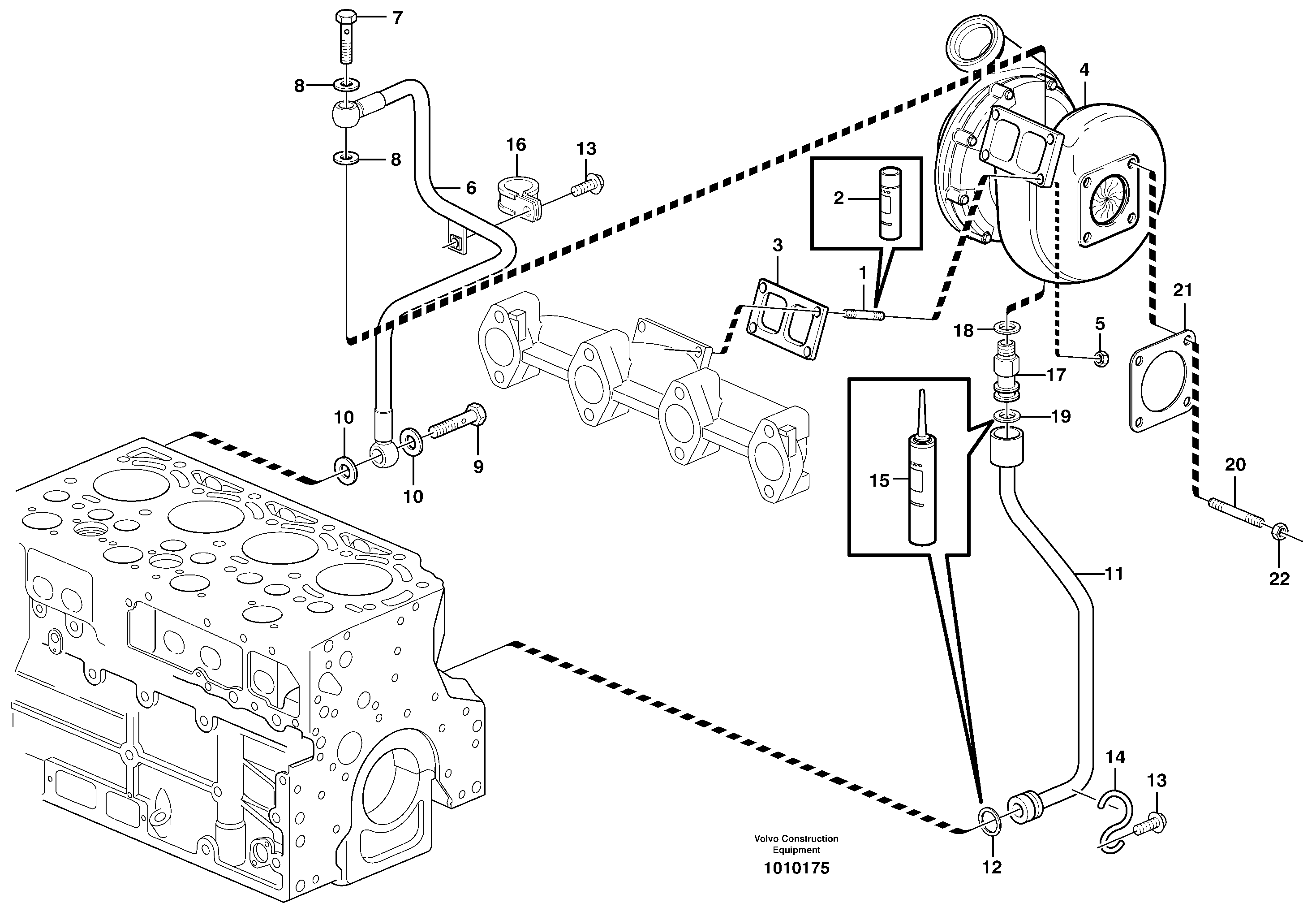 Turbocharger with fitting parts — volvo parts diagram