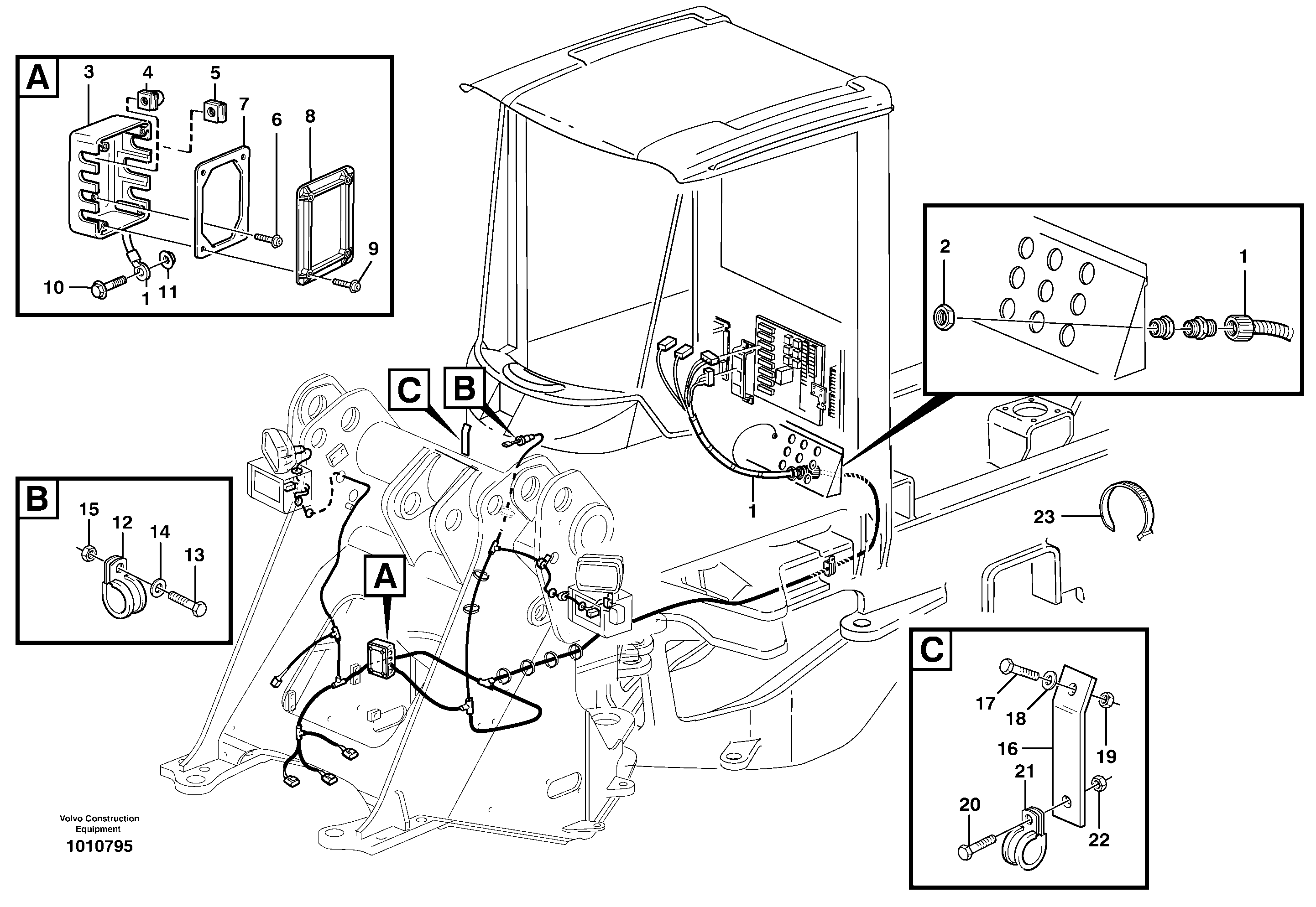 Front cable harness with assembly parts — volvo parts diagram