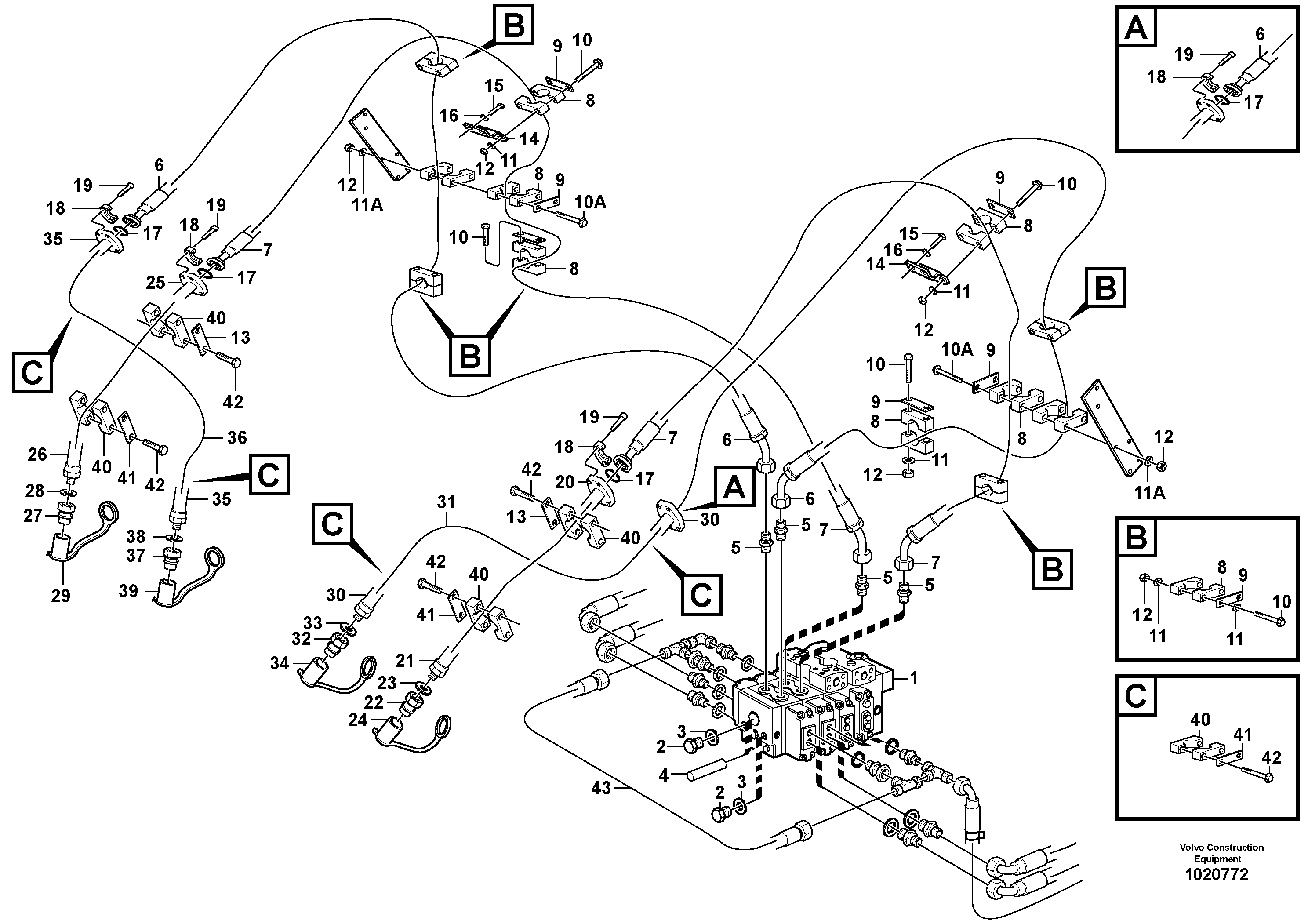 Hydraulic system, 3rd and 4th function  80215 — volvo parts diagram