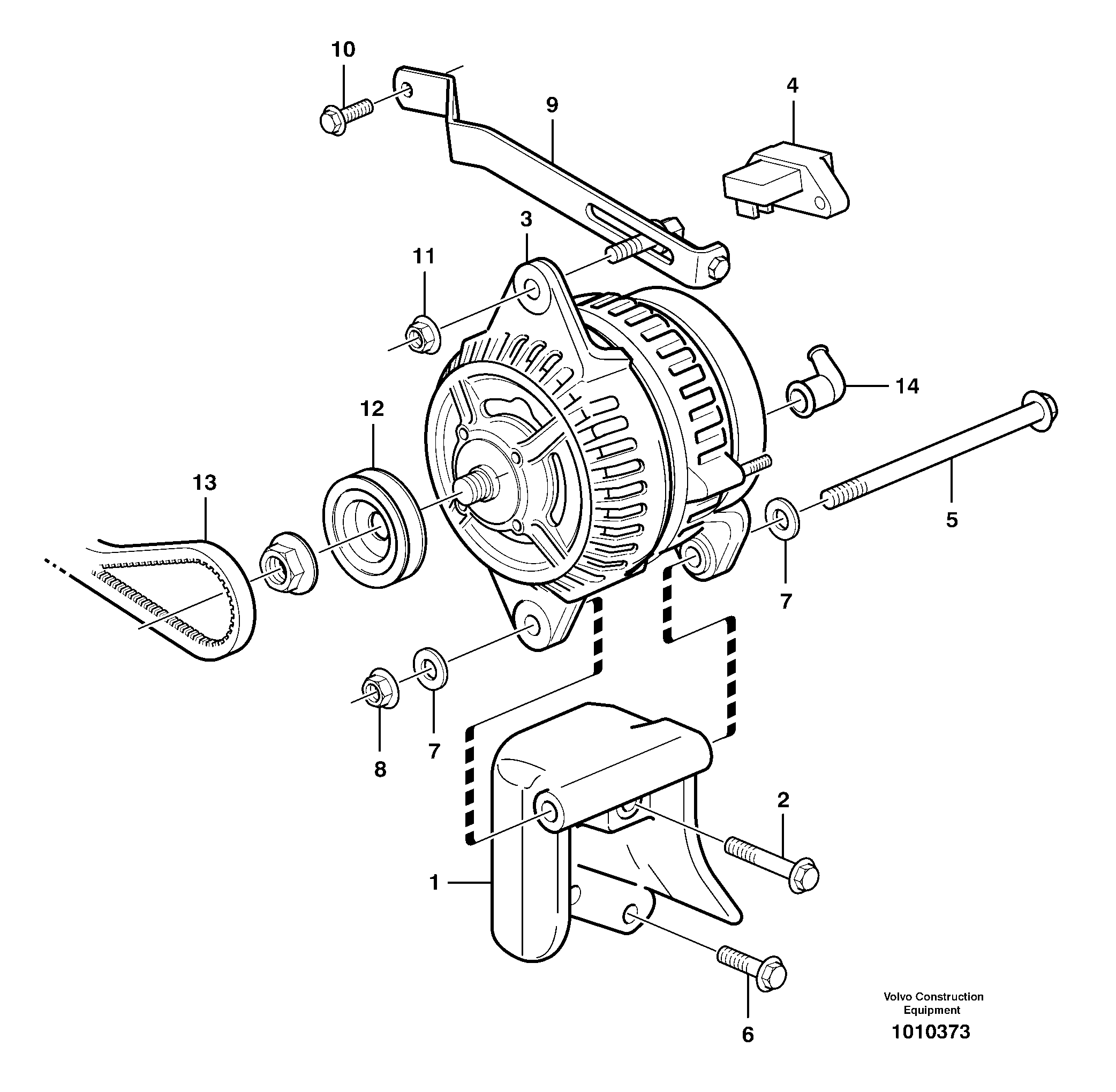 Alternator with assembling details — volvo parts diagram