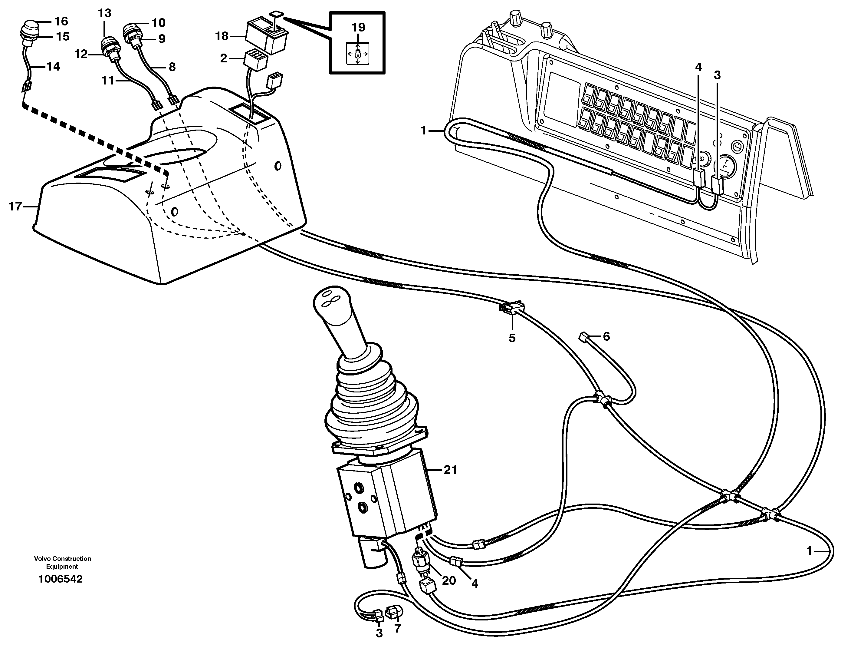 Cable harnesses, single lever control.  80357, 80358 — volvo parts diagram
