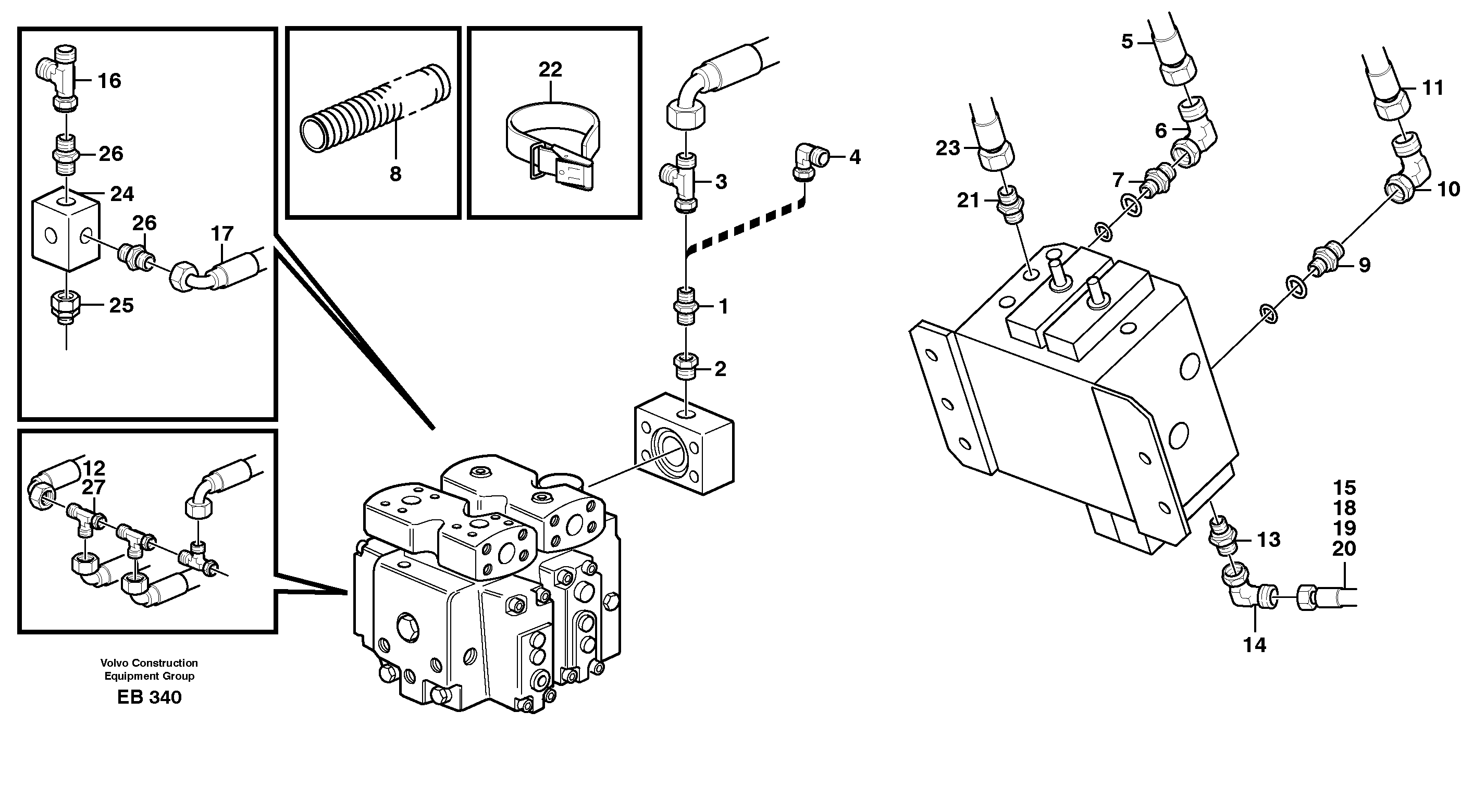 Feed and Return lines, 5th and 6th function  80210 — volvo parts diagram