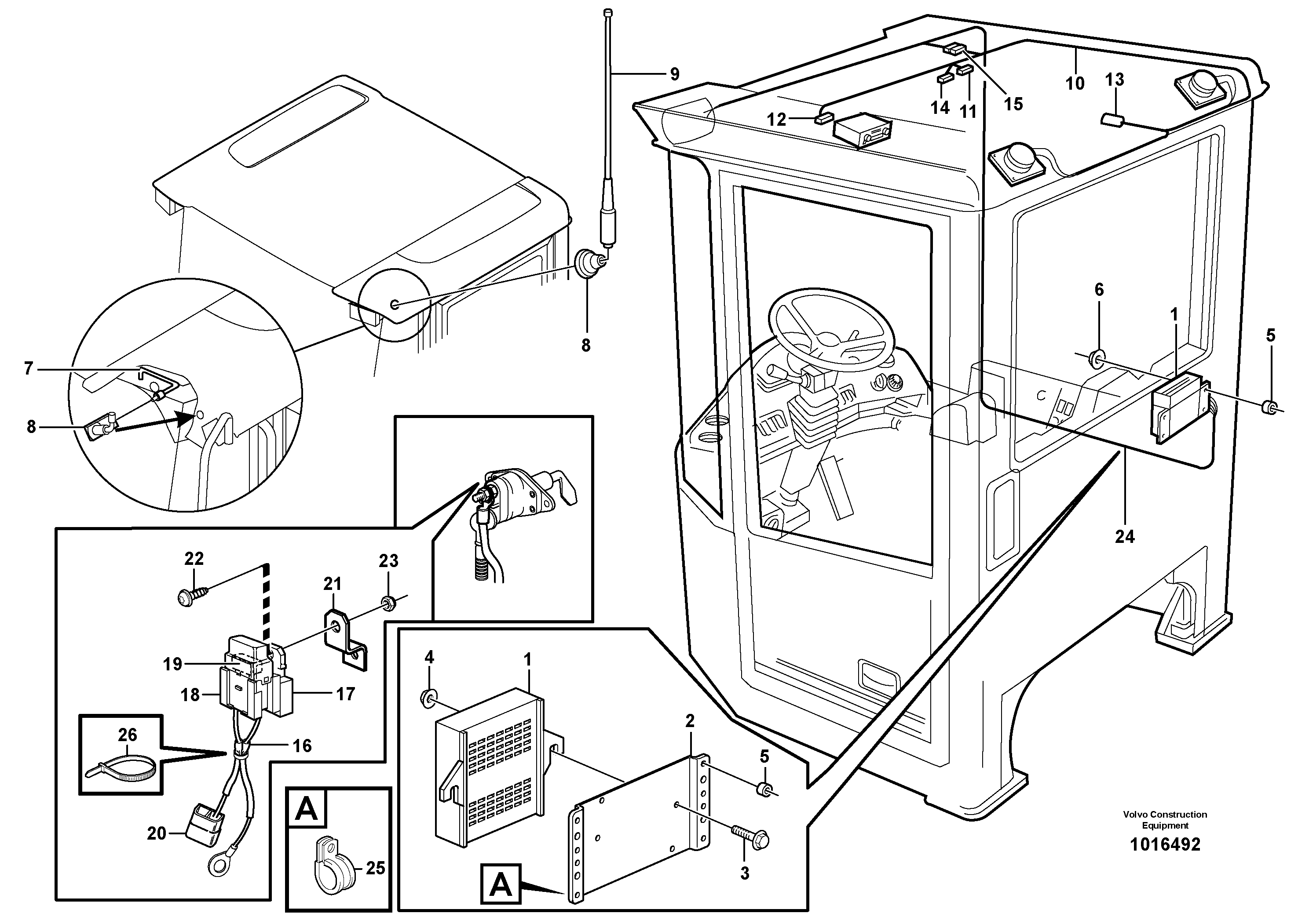 Voltage converter and cable harness for radio.  80518, 82975, 82976 — volvo parts diagram