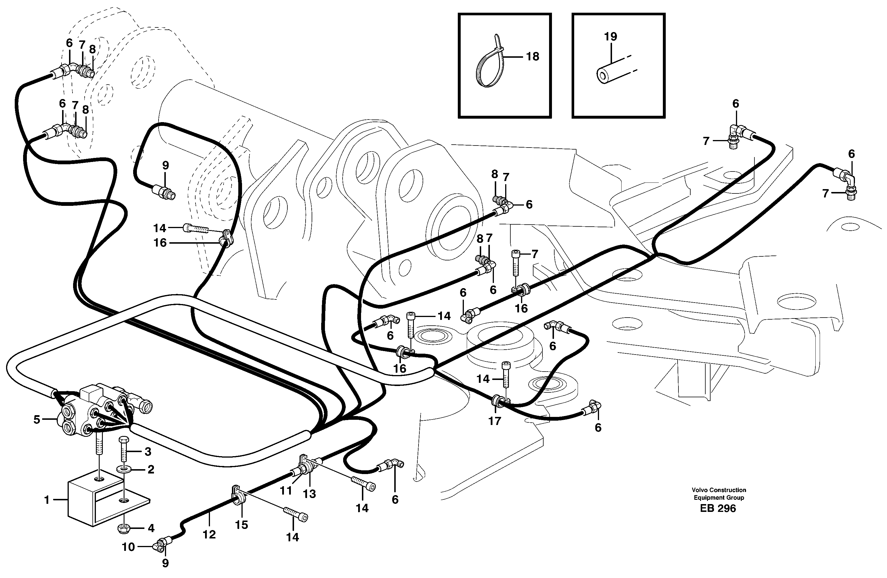 Central lubrication with fitting parts. B1  80579 — volvo parts diagram