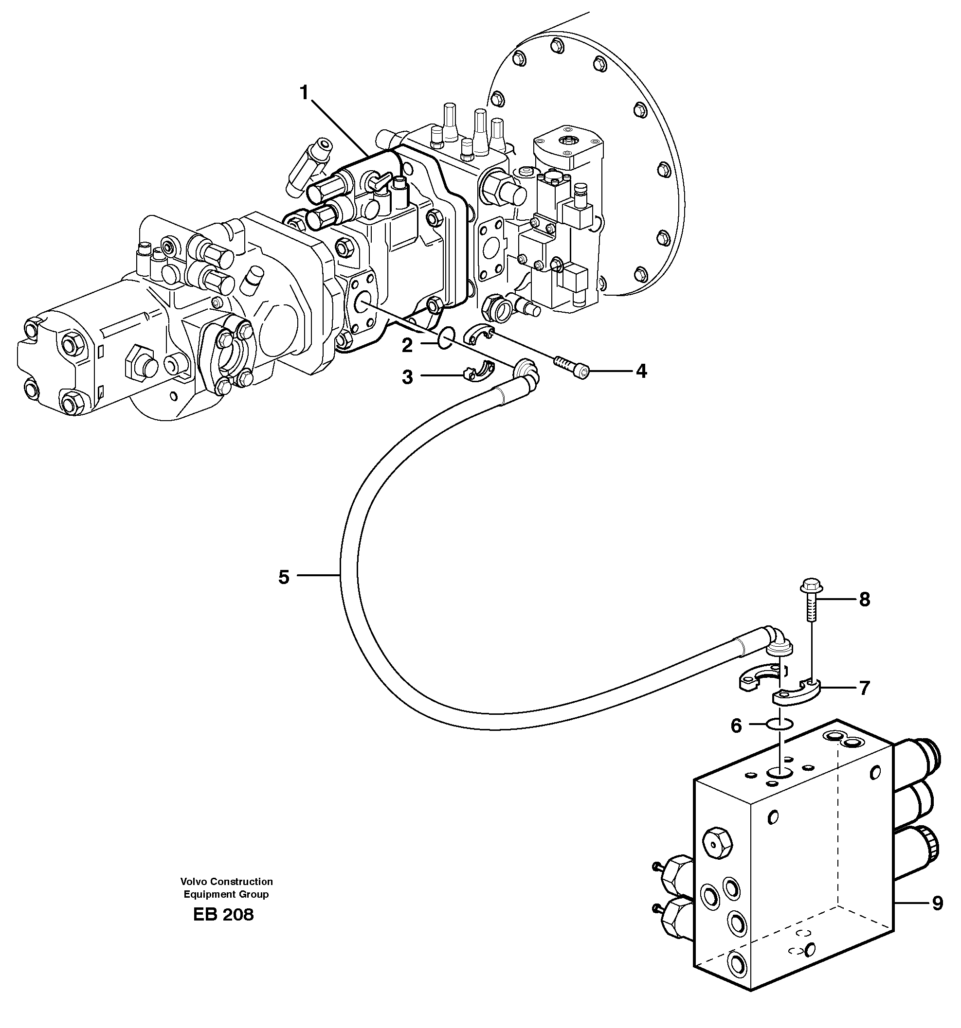 Feed line, pump - central block — volvo parts diagram