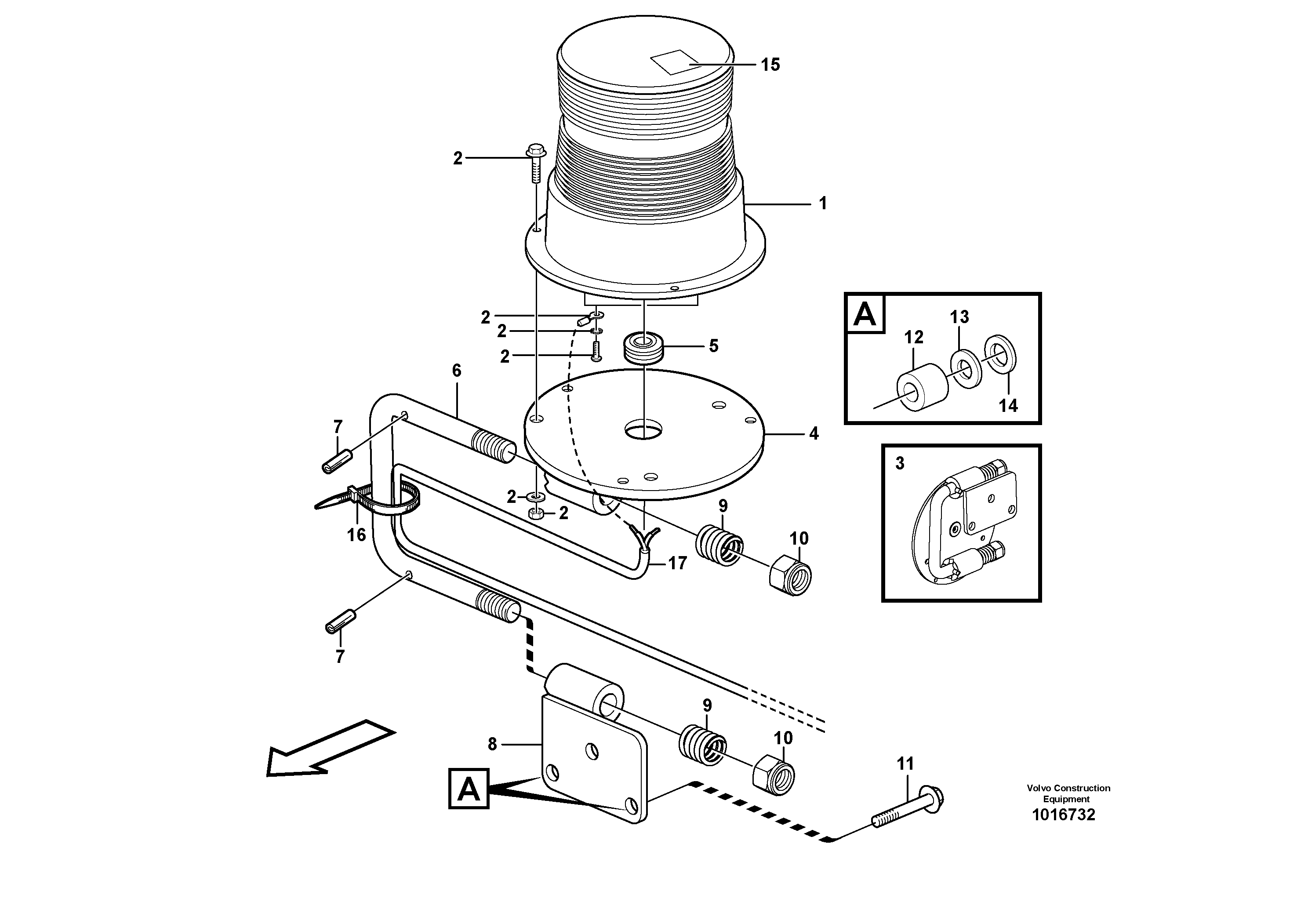 Revolving warning light.  82199 — volvo parts diagram