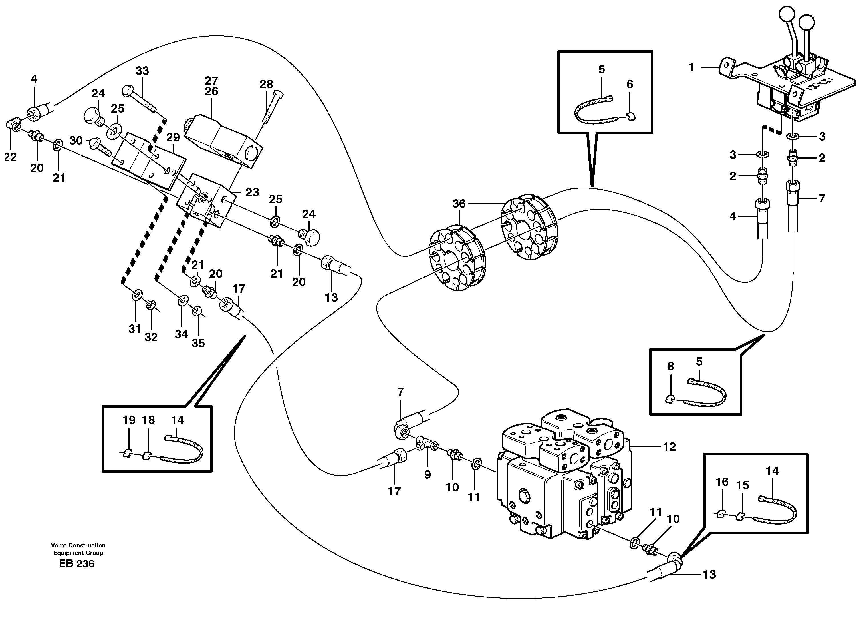 Servo - hydraulic, control lines, lift — volvo parts diagram