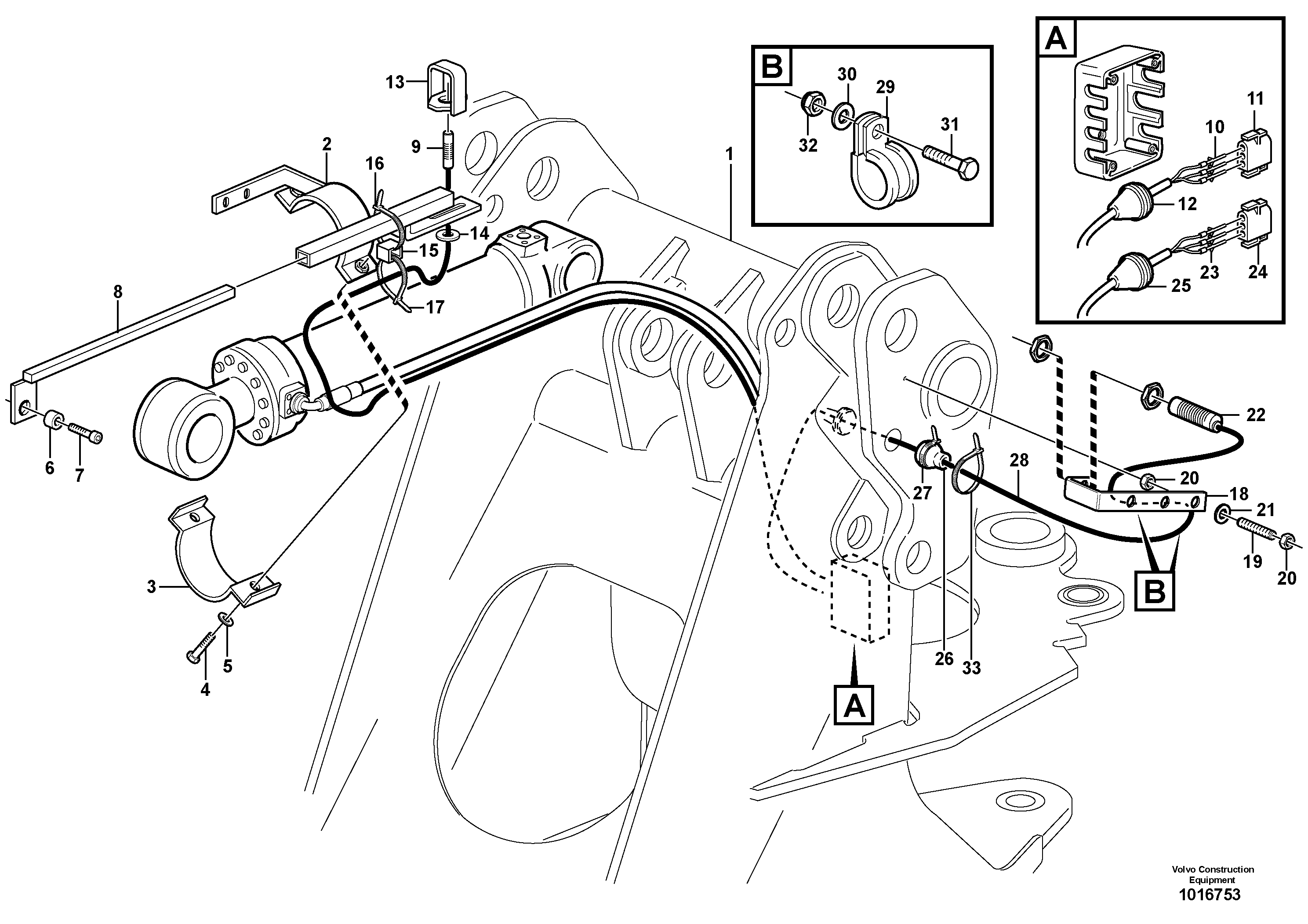 Bucket positioner and boom kickout — volvo parts diagram
