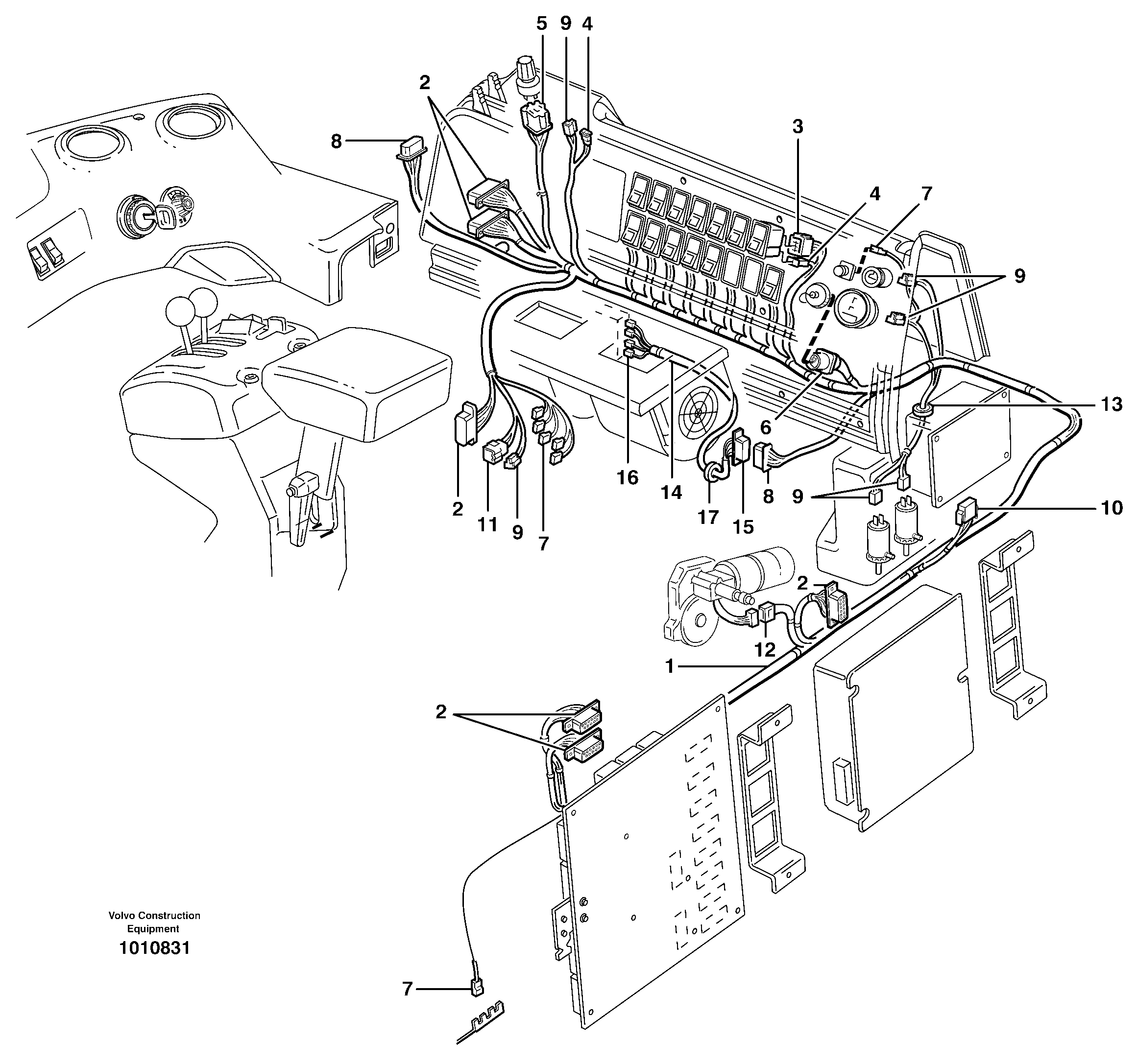 Cable harnesses, control panel — volvo parts diagram