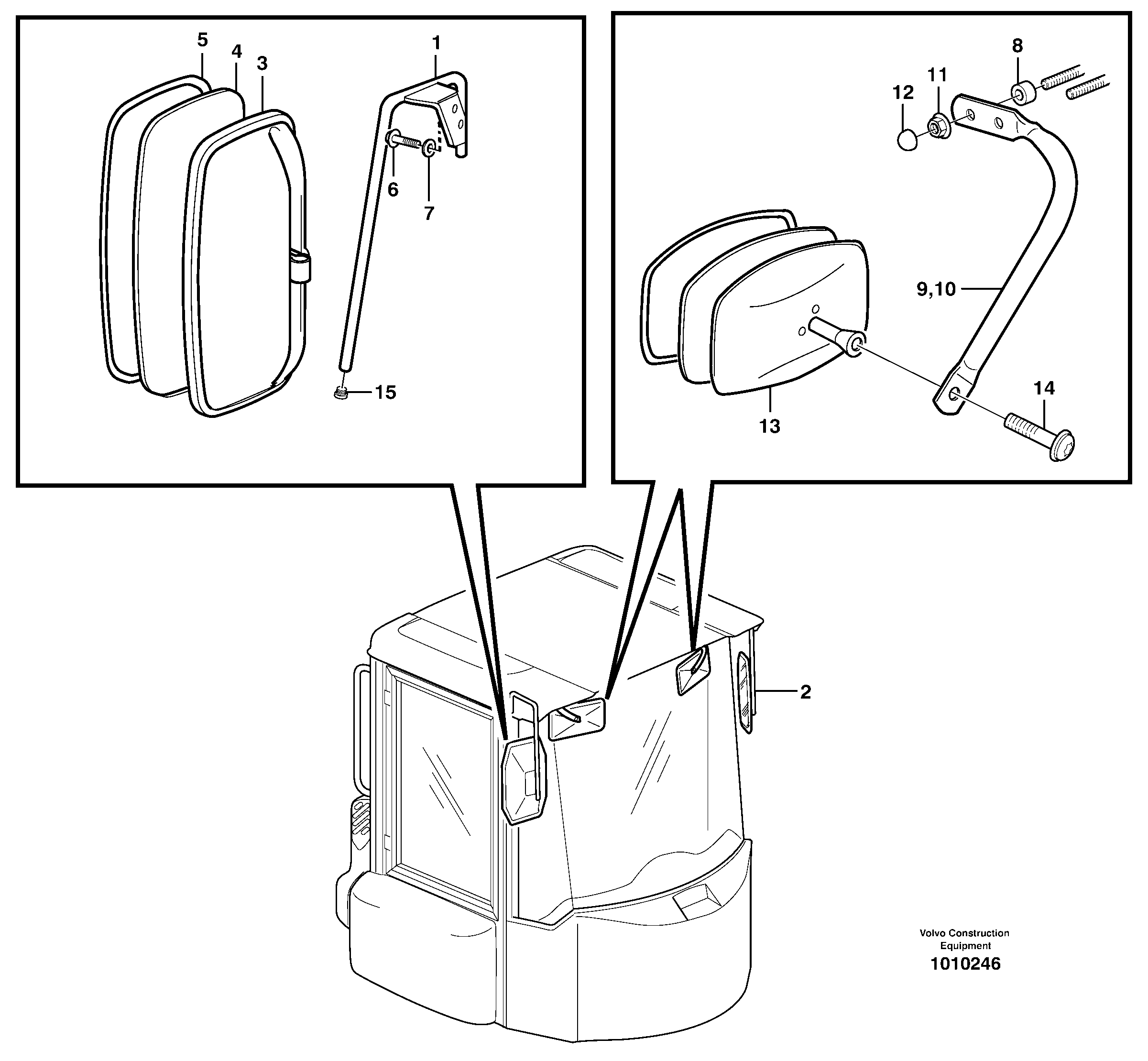 Rear view mirror — volvo parts diagram