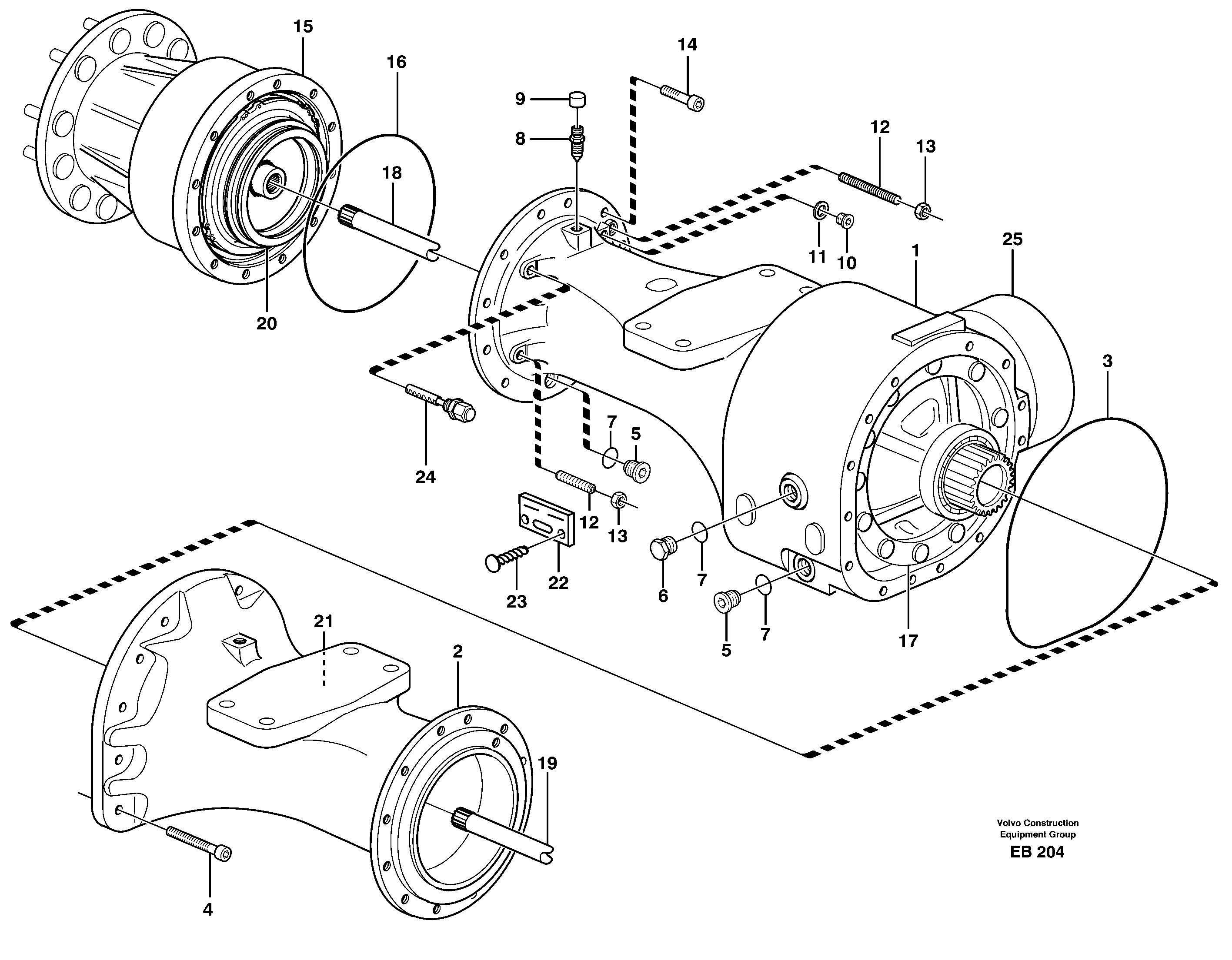 Planetary axle, front  AWB 10, STD, 80378, 80379 — volvo parts diagram