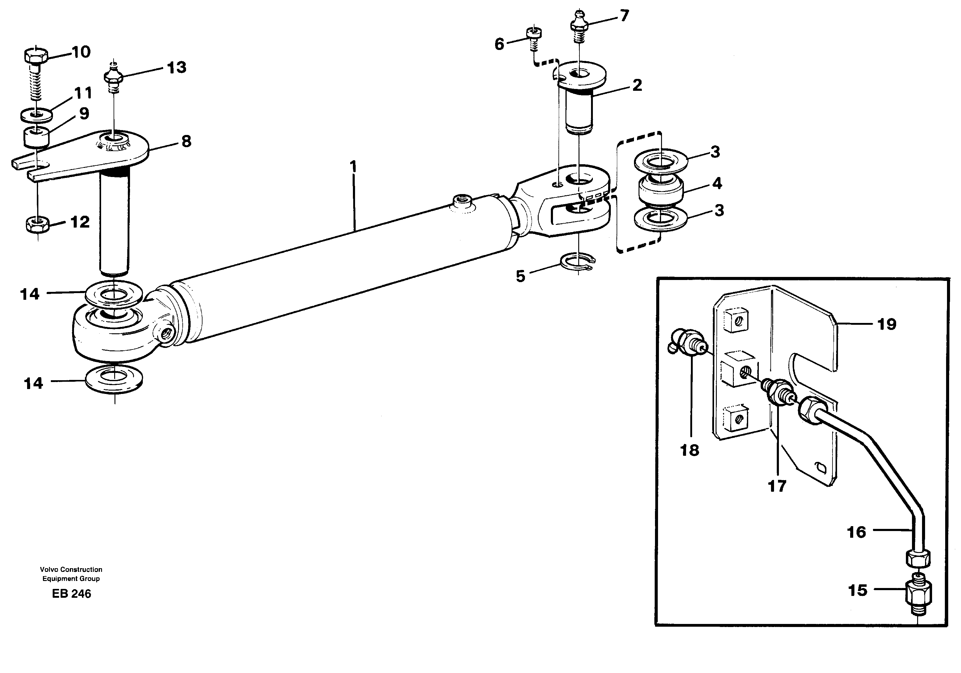 Hydraulic cylinder with fitting parts — volvo parts diagram