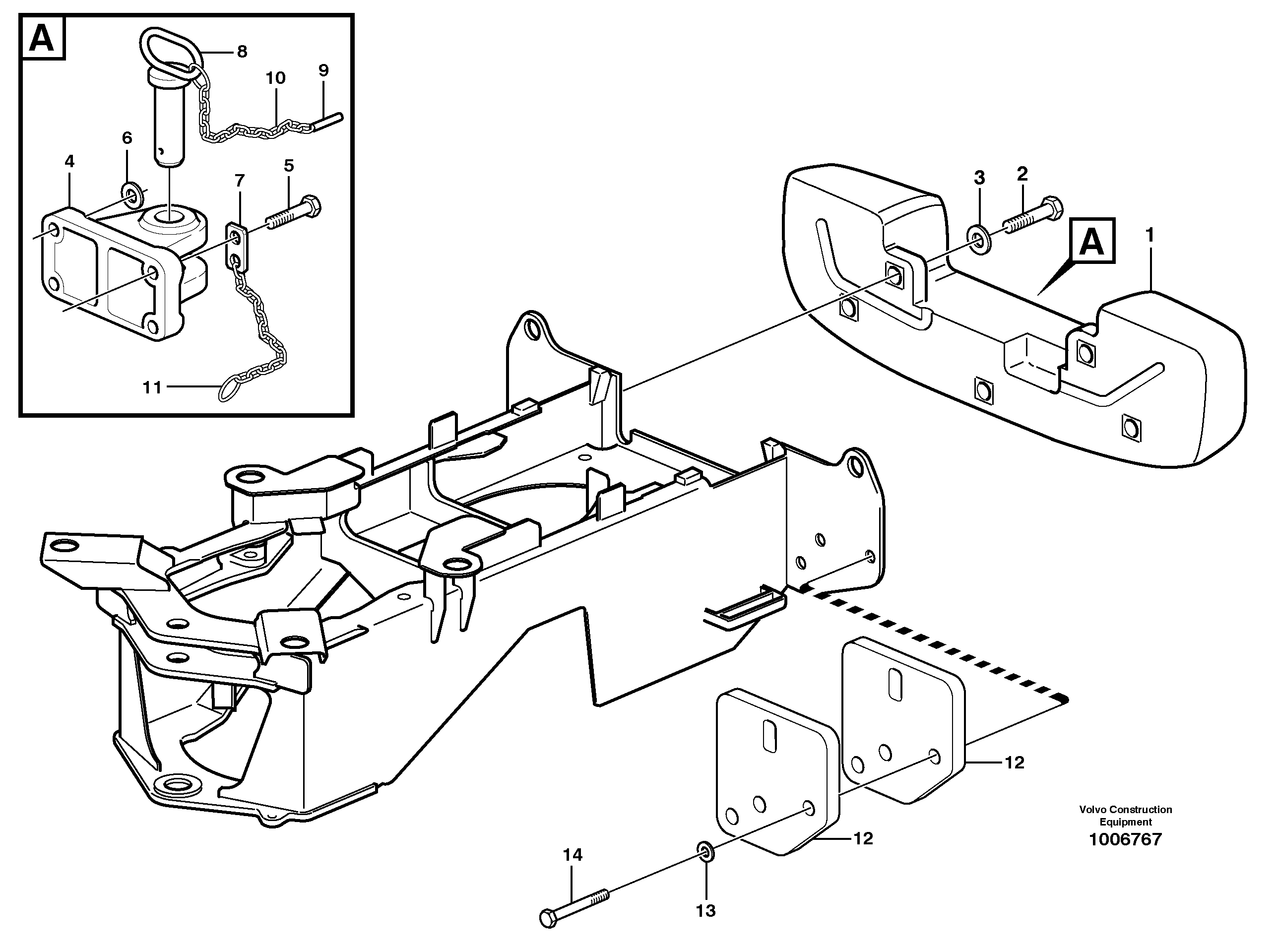 Rear hitch and counterweight — volvo parts diagram