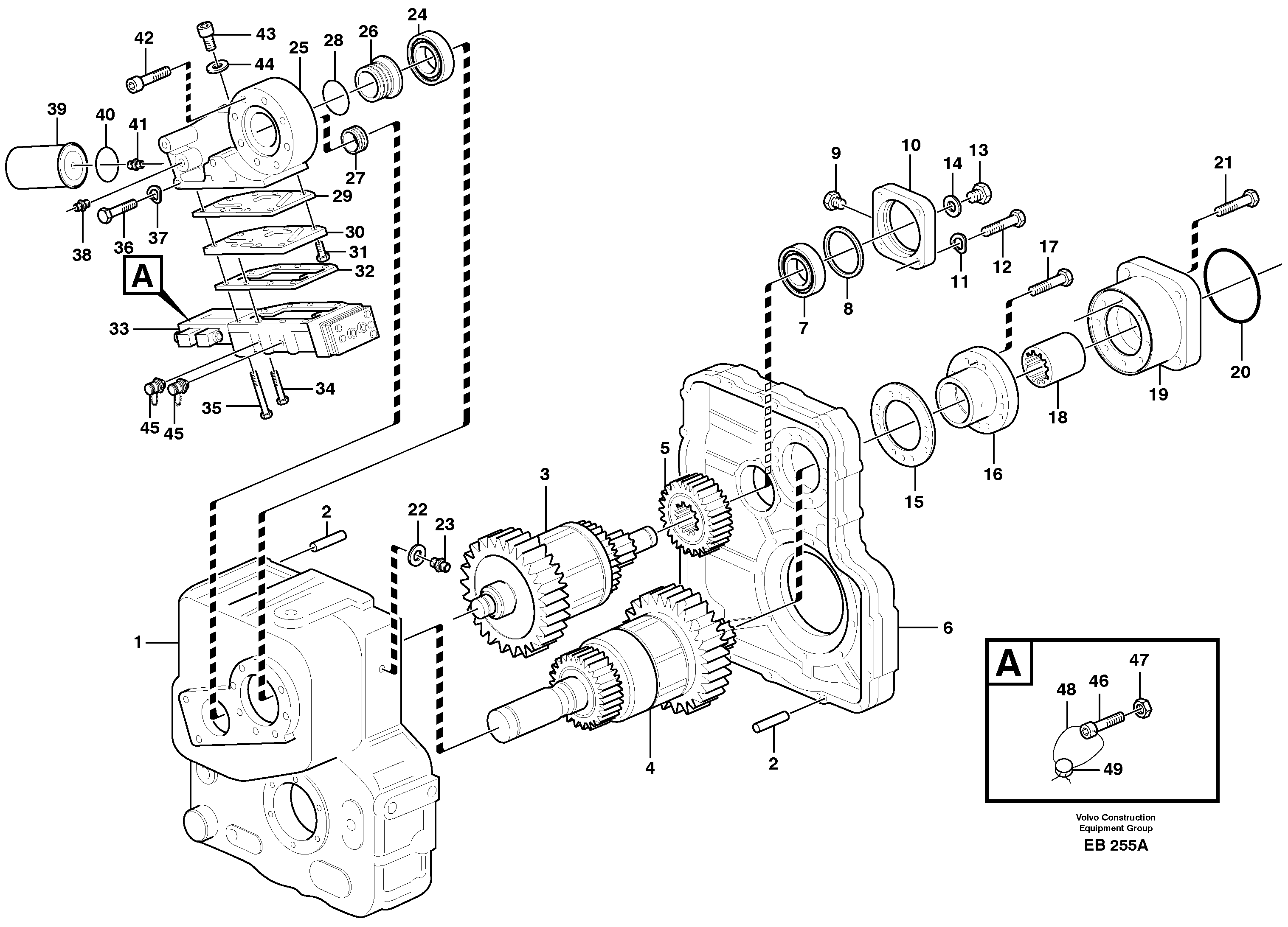 Hydraulic transmission, Clutch, Oil distributor, Filtre cartridge — volvo parts diagram