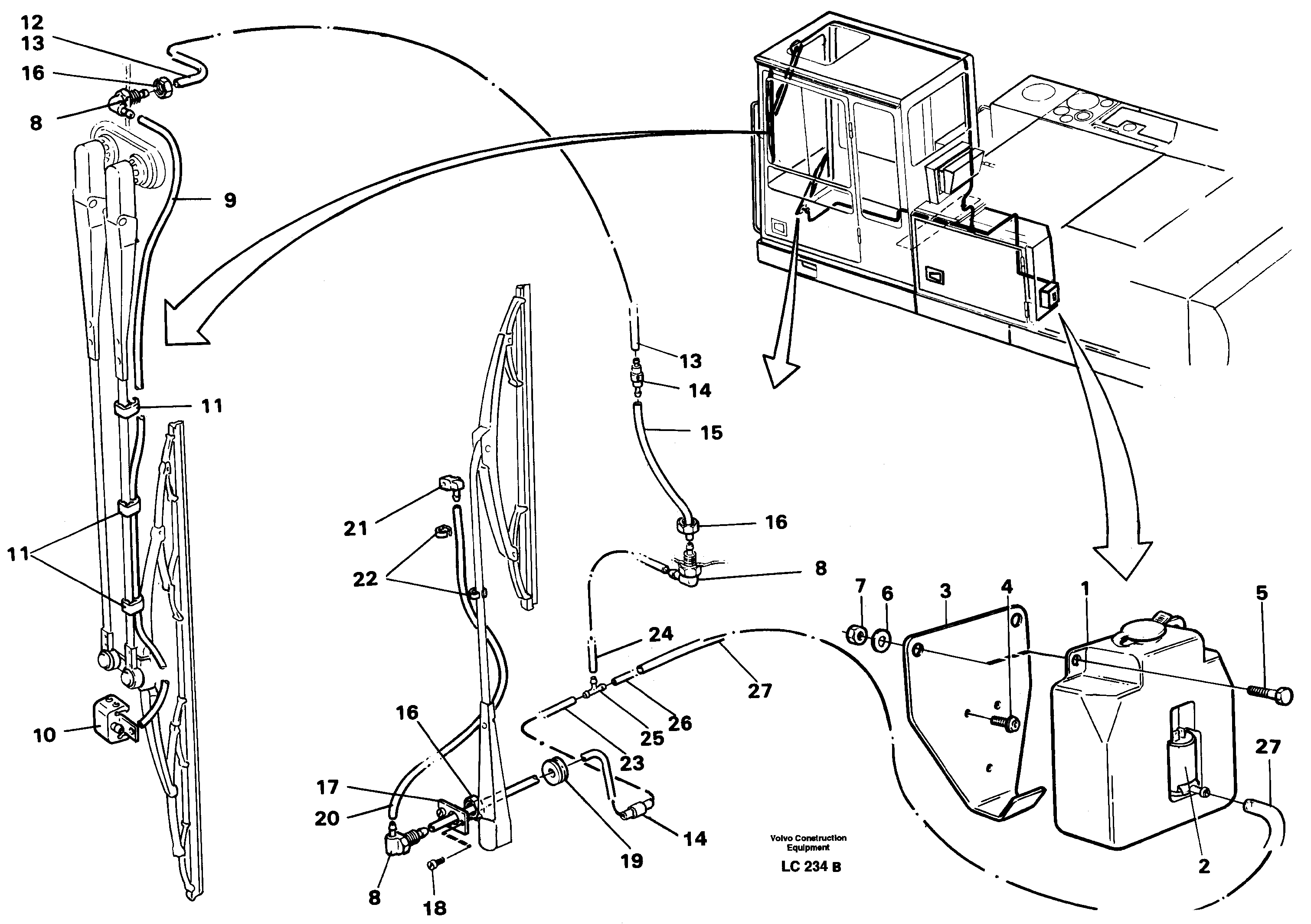 Windshield washer — volvo parts diagram