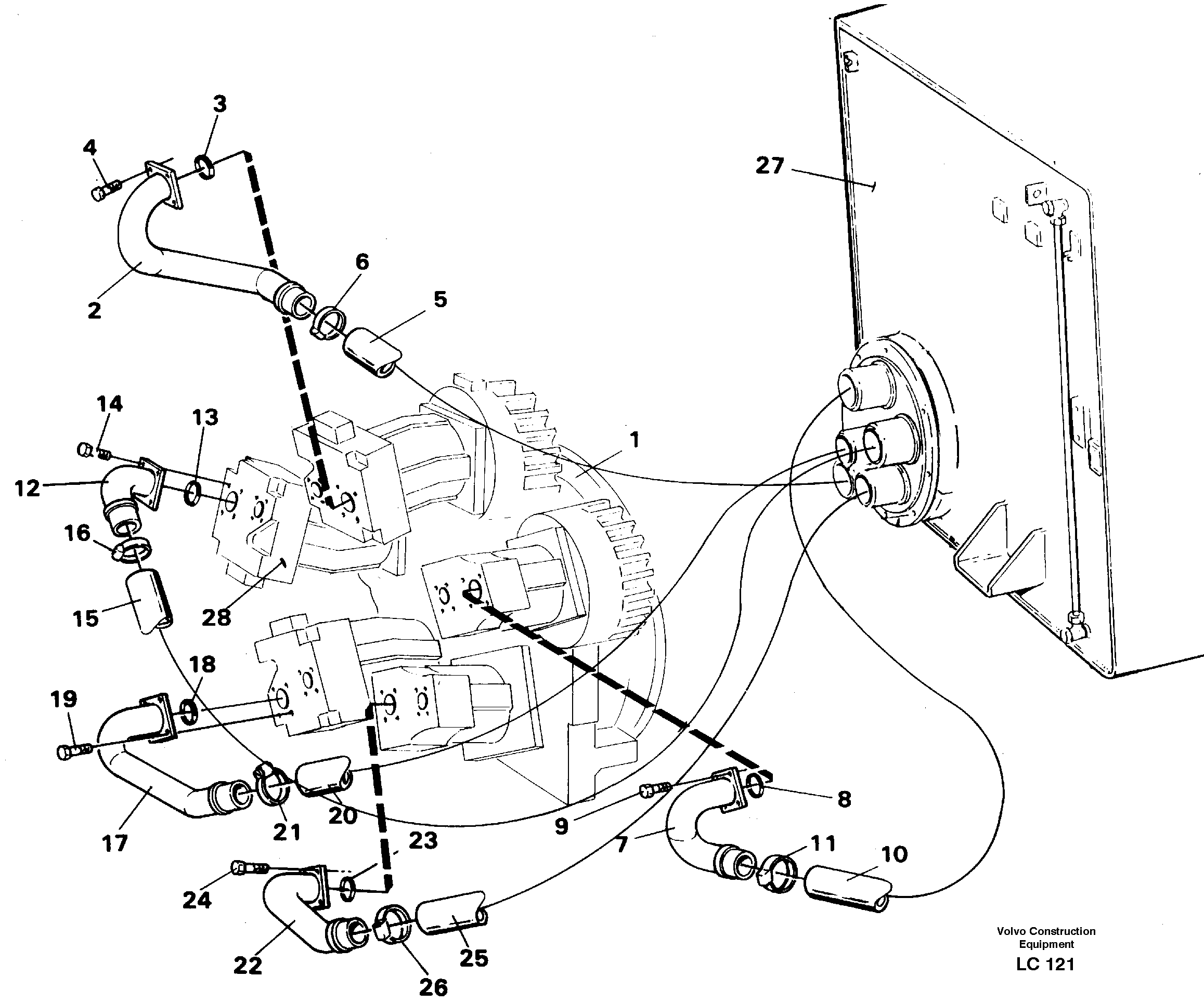 Hydraulic system suction lines — volvo parts diagram